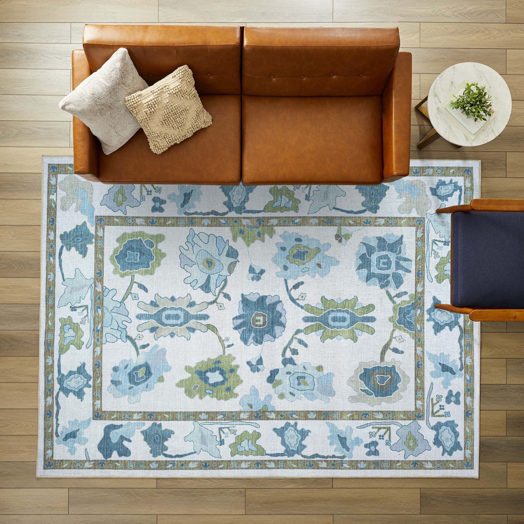 Alienore Green Blue Modern Oushak Rug