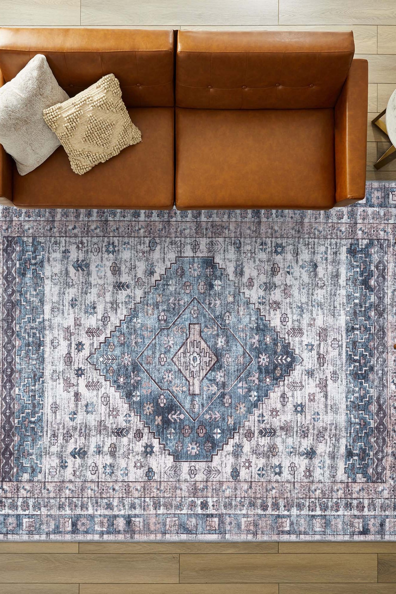 Emerson Navy Cream Modern Distressed Persian Rug