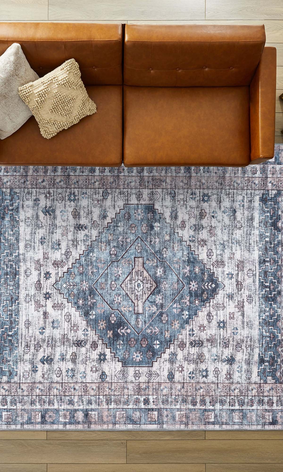 Emerson Navy Cream Modern Distressed Persian Rug