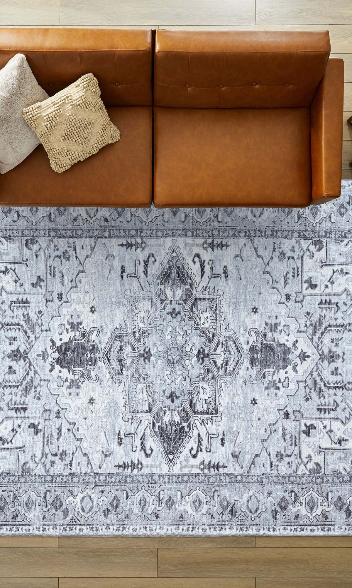 Pastel Heriz Light Gray Area Rug