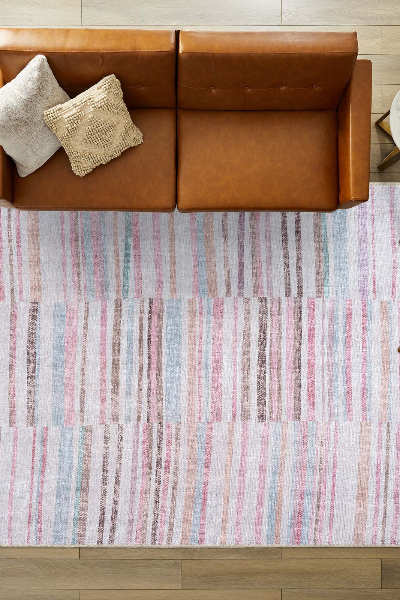 Kalia Faded Modern Turkish Striped Colorful Rug