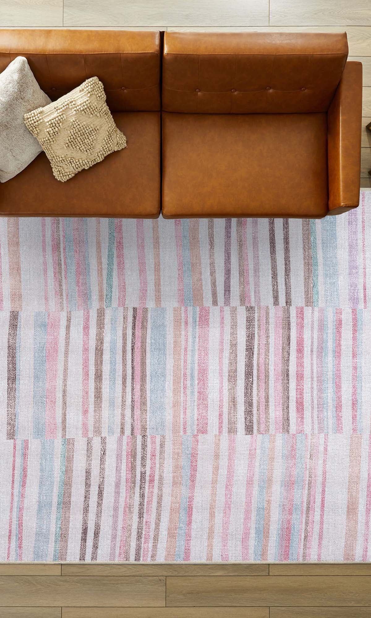 Kalia Faded Modern Turkish Striped Colorful Rug