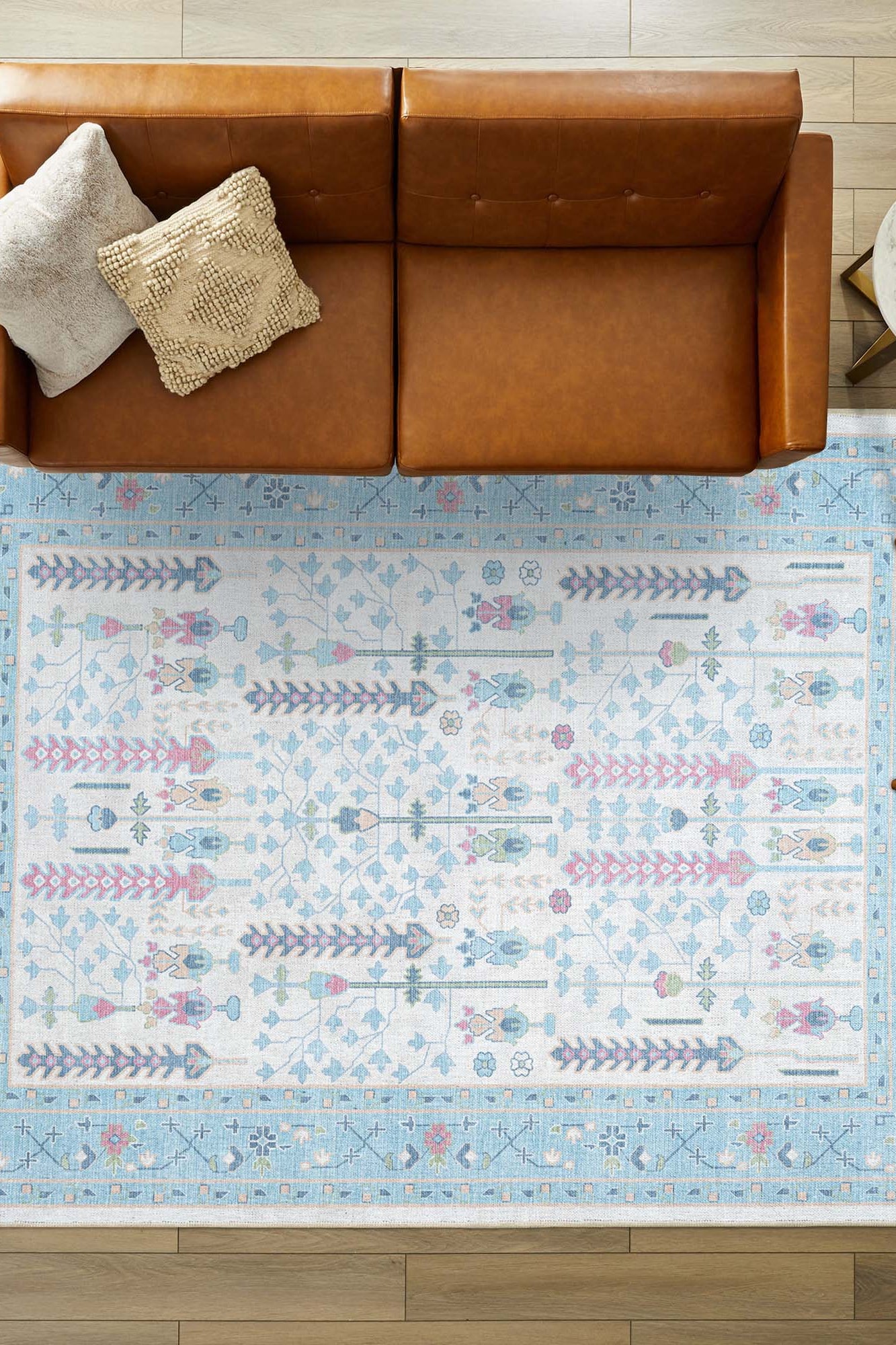 Annela Pastel Light Blue Modern Oushak Rug