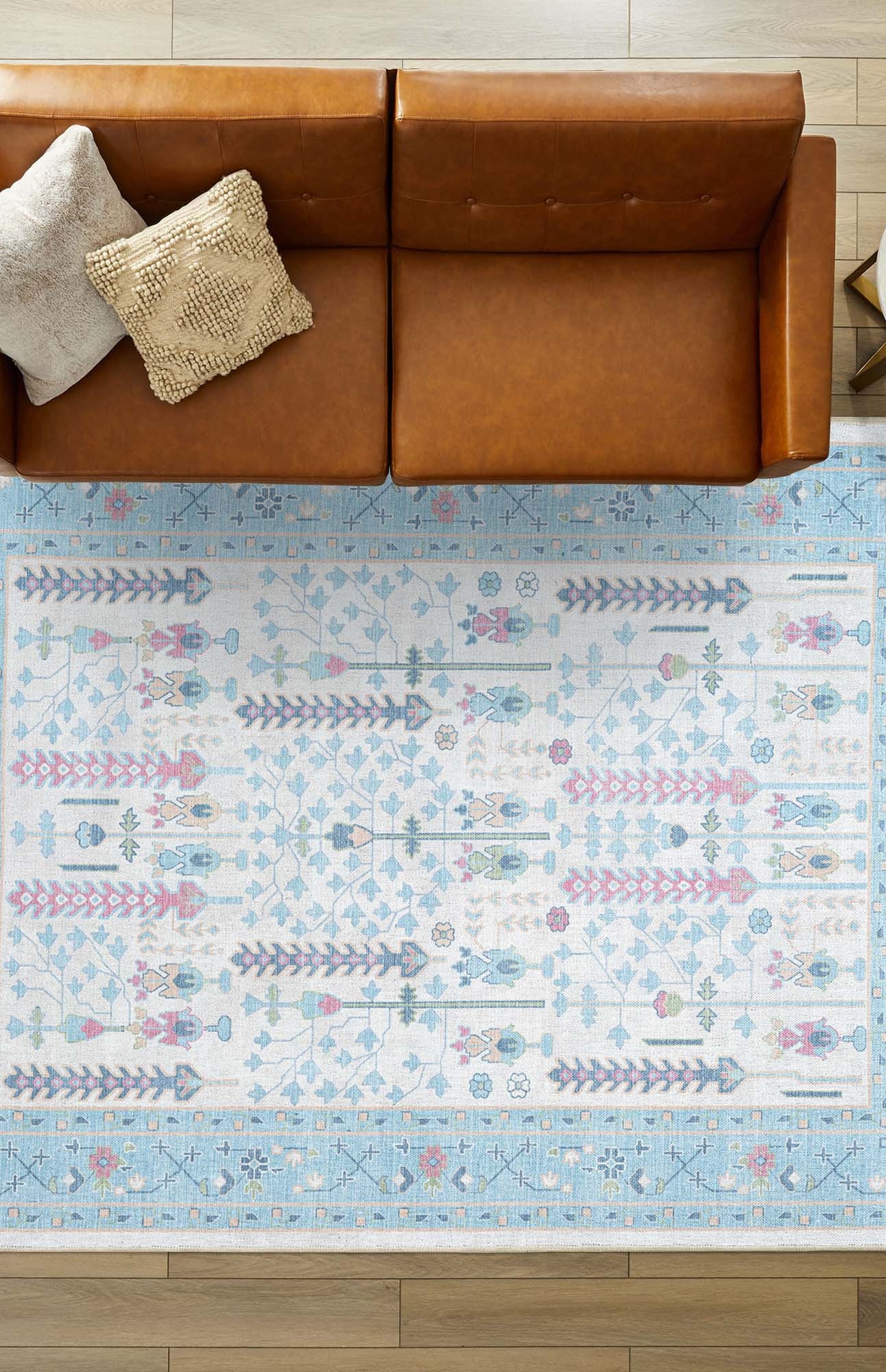 Annela Pastel Light Blue Modern Oushak Rug