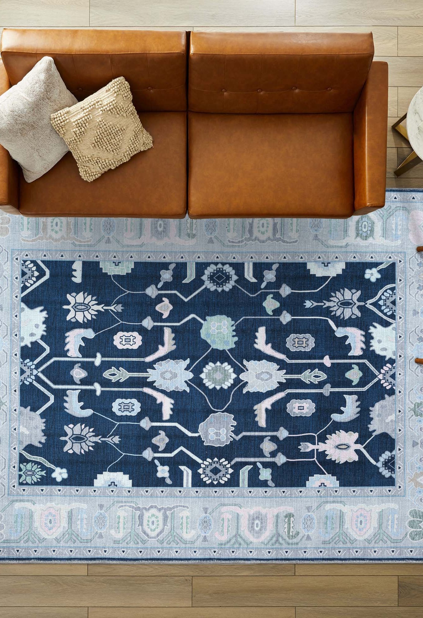 Nurul Navy Blue Modern Oushak Rug