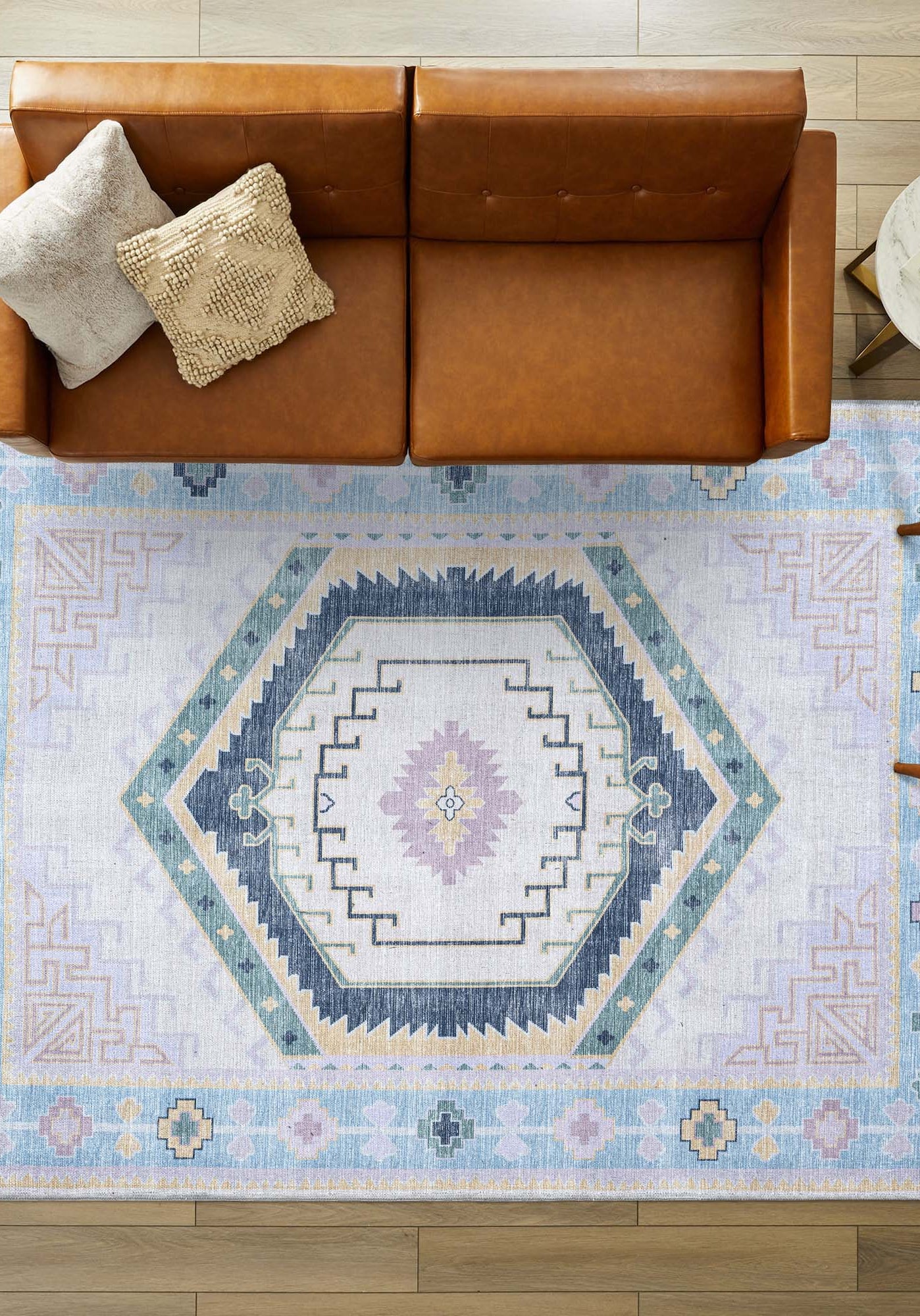 Averill Lavender, Pink & Blue Modern Oushak Rug