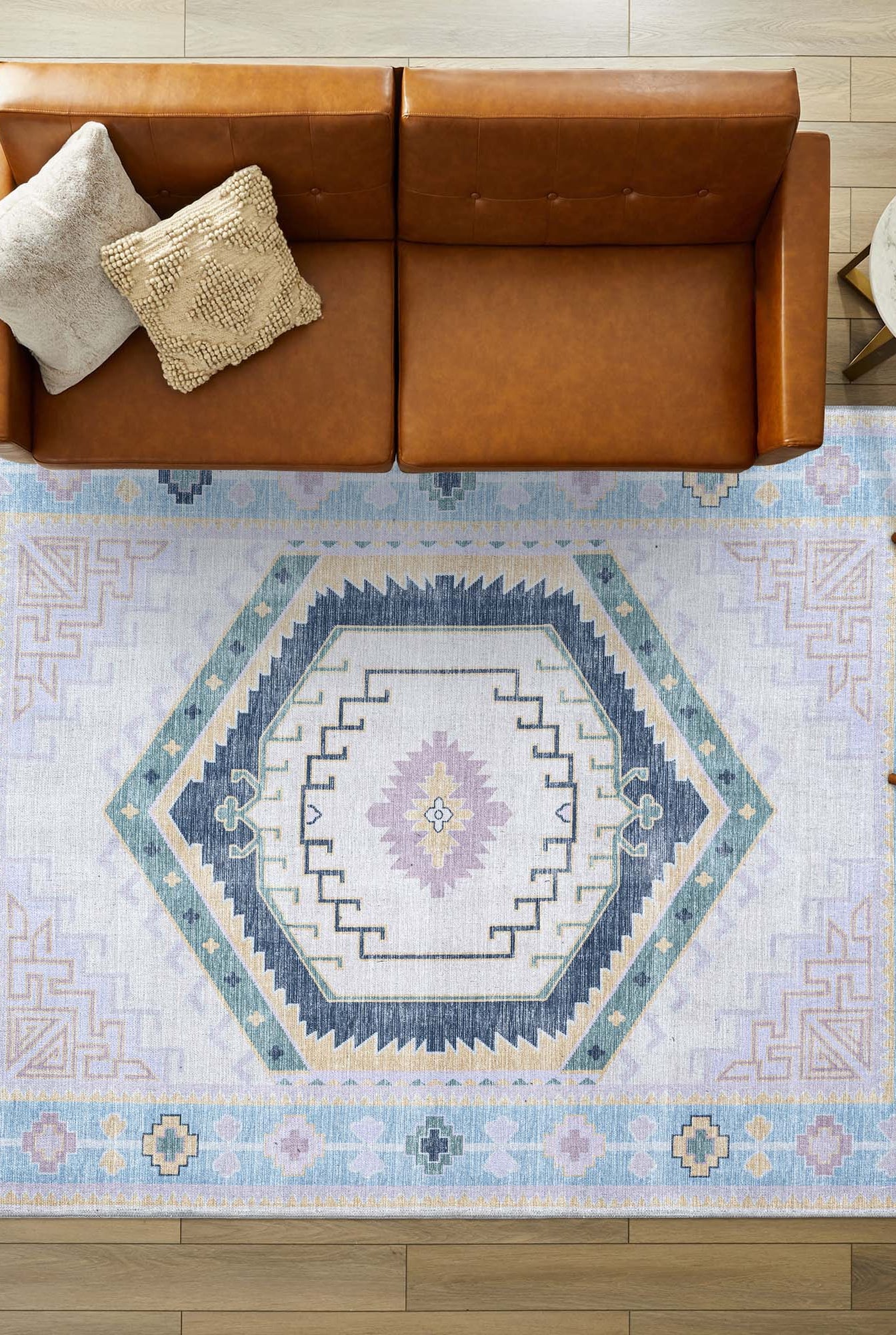 Averill Lavender, Pink & Blue Modern Oushak Rug