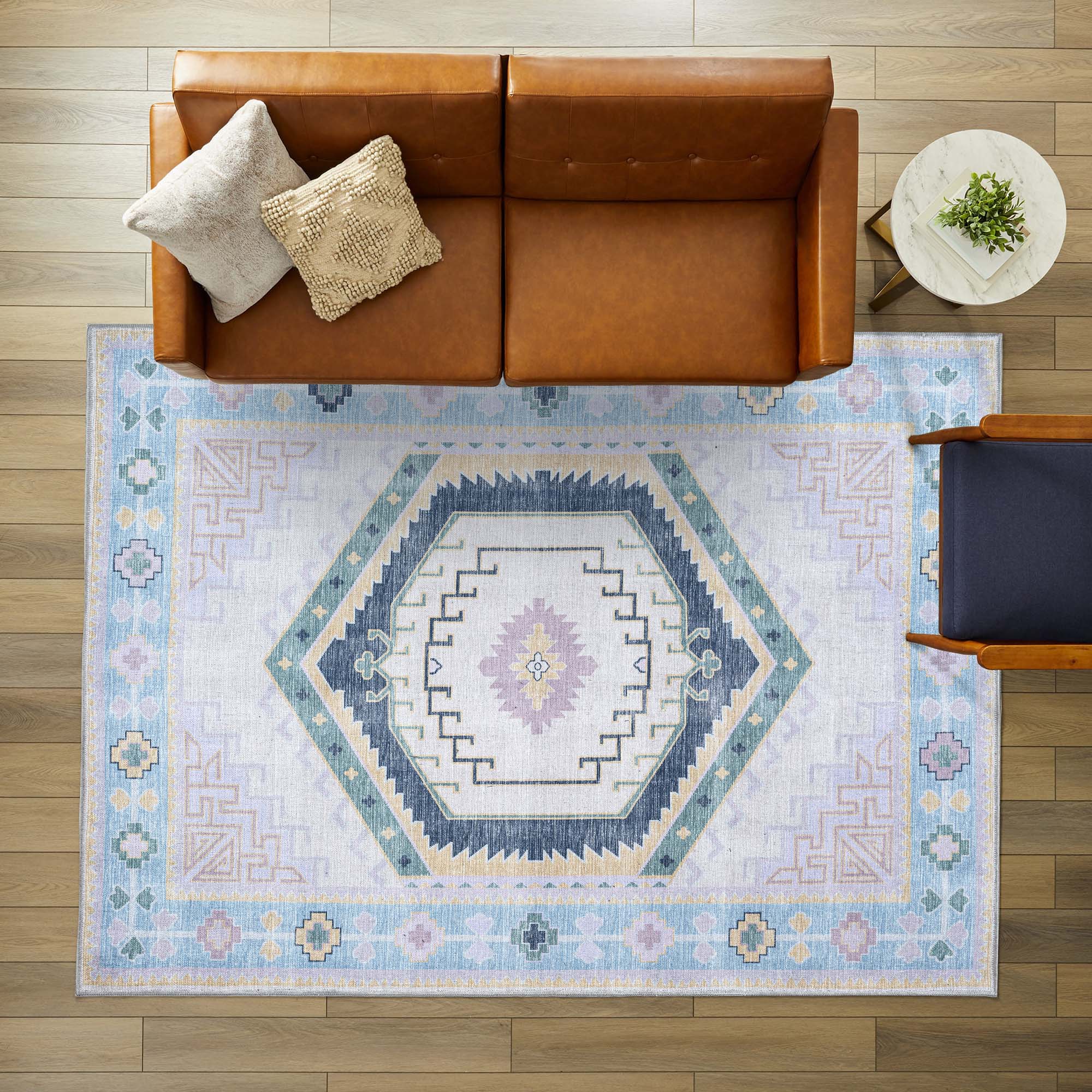 Averill Lavender, Pink & Blue Modern Oushak Rug