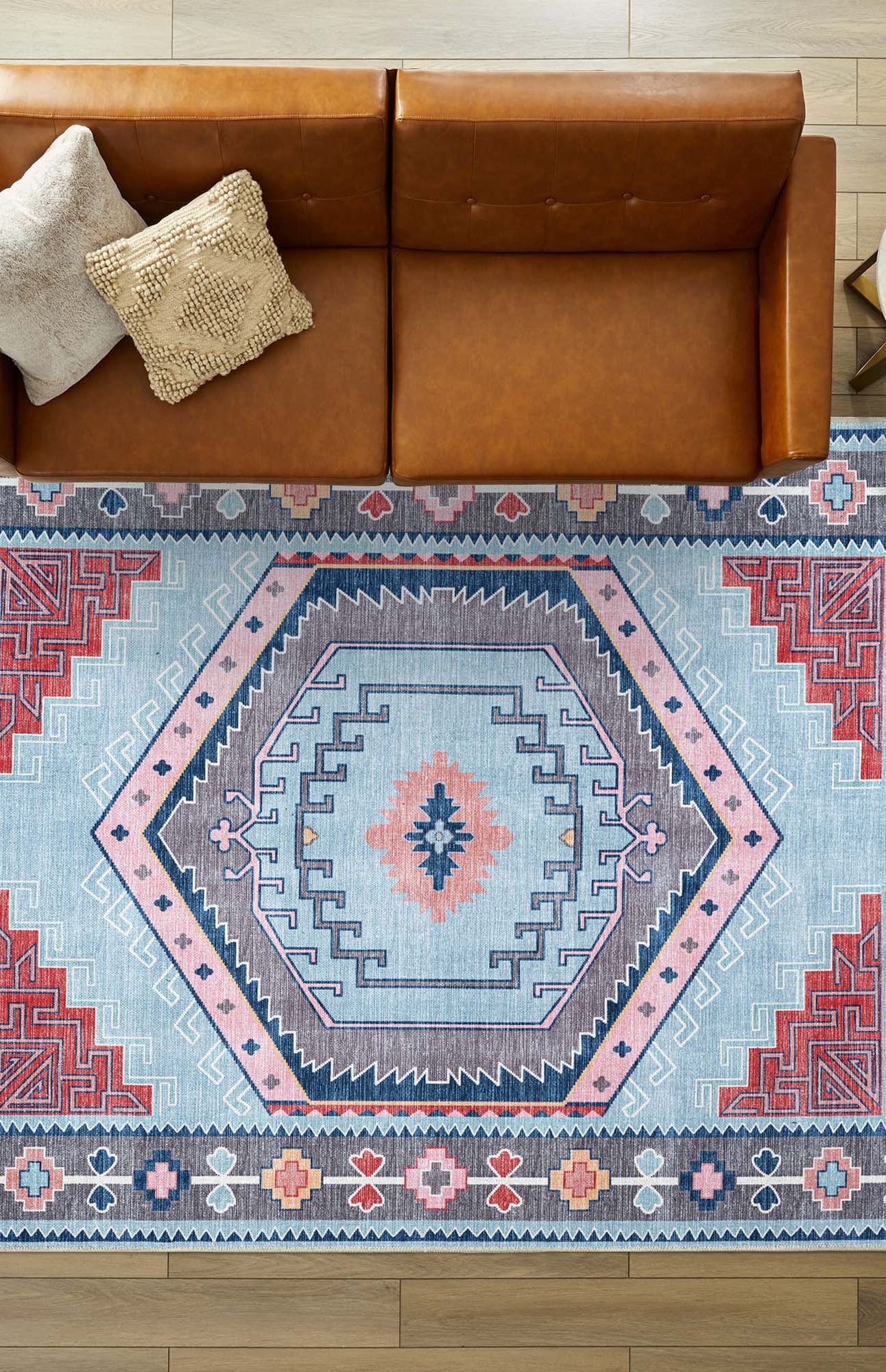 Leena Blue Colorful Aesthetic Oushak Rug