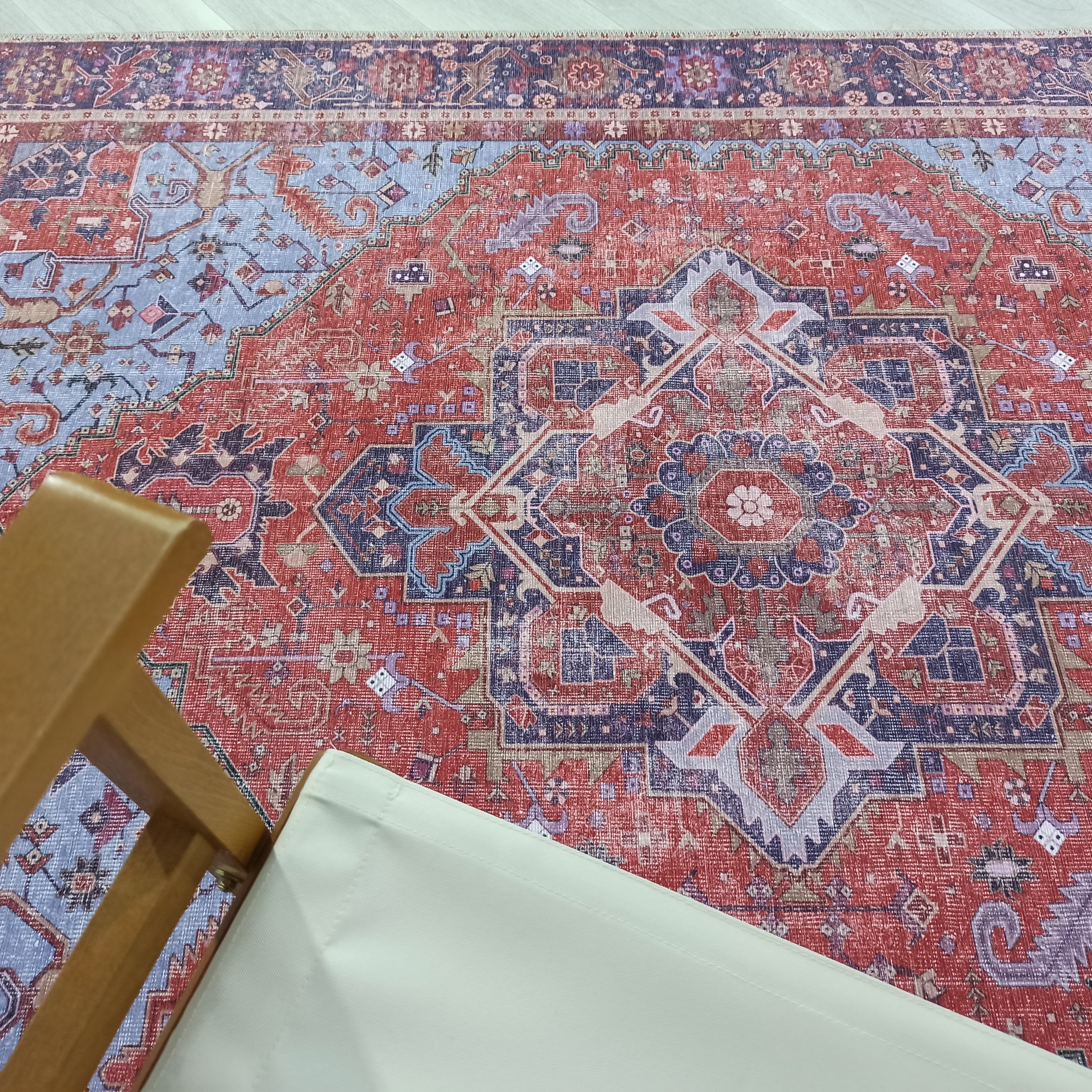 Ola Persian Heriz Red & Blue Medallion Rug