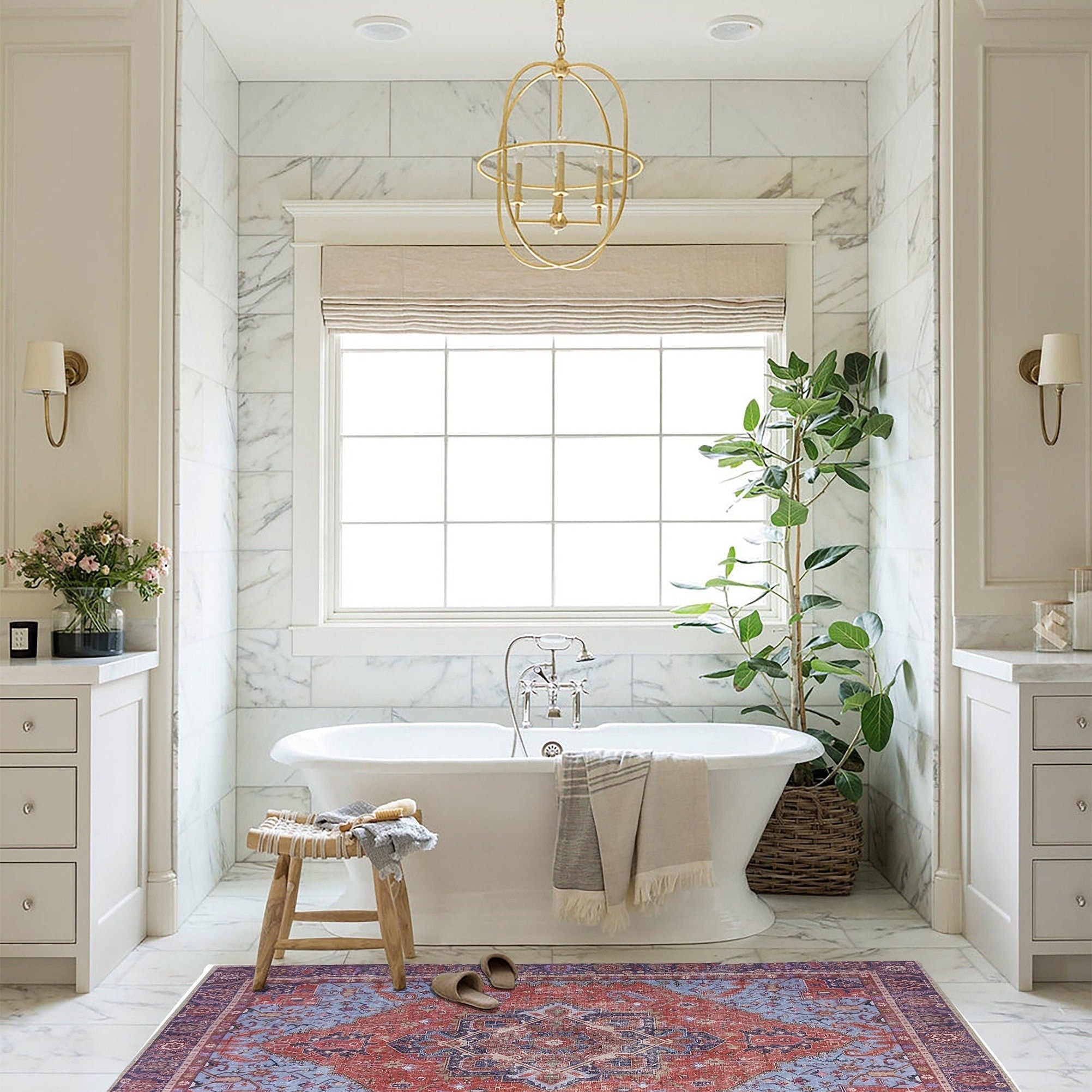 Ola Persian Heriz Red & Blue Medallion Rug