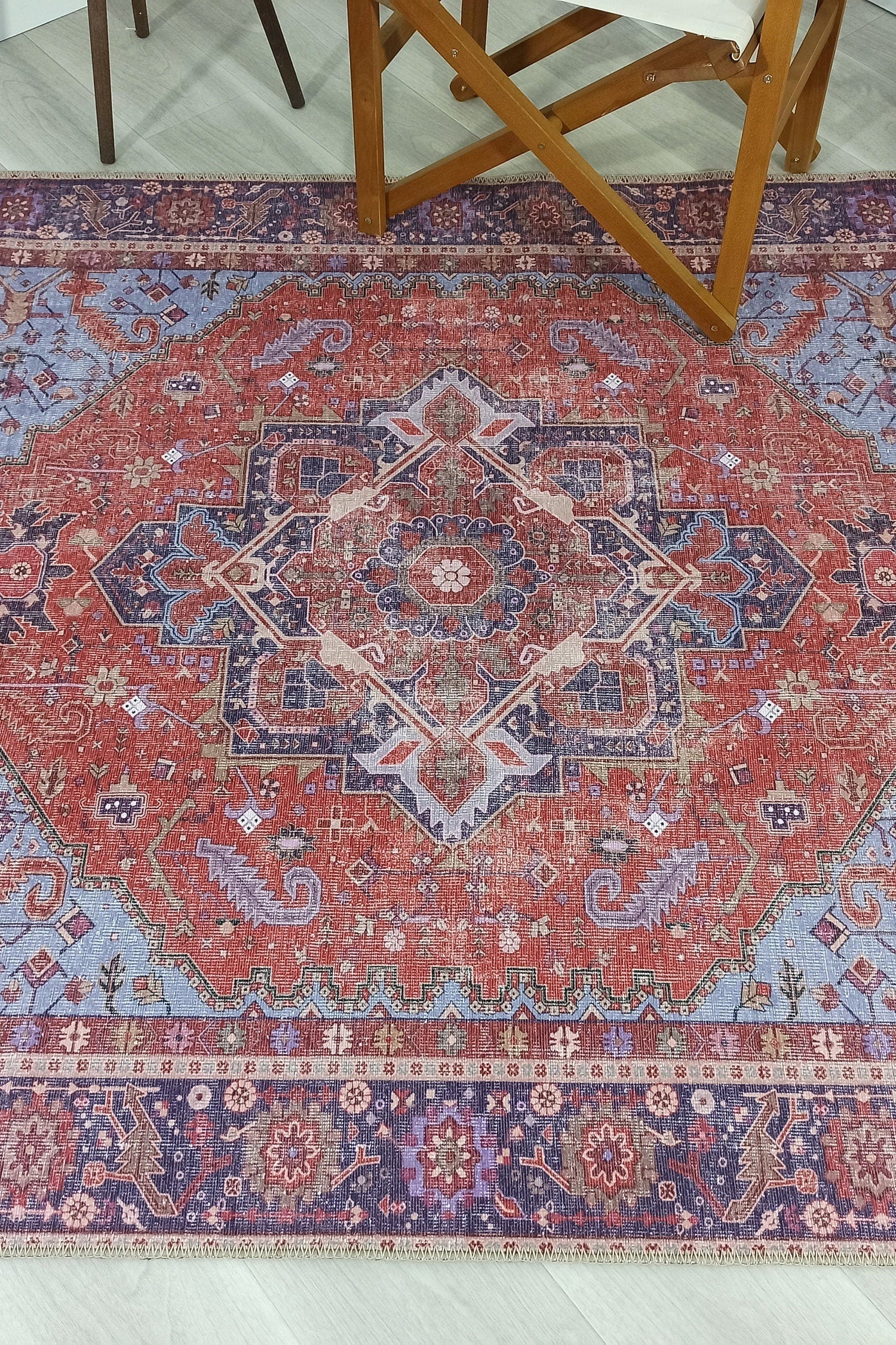 Ola Persian Heriz Red & Blue Medallion Rug