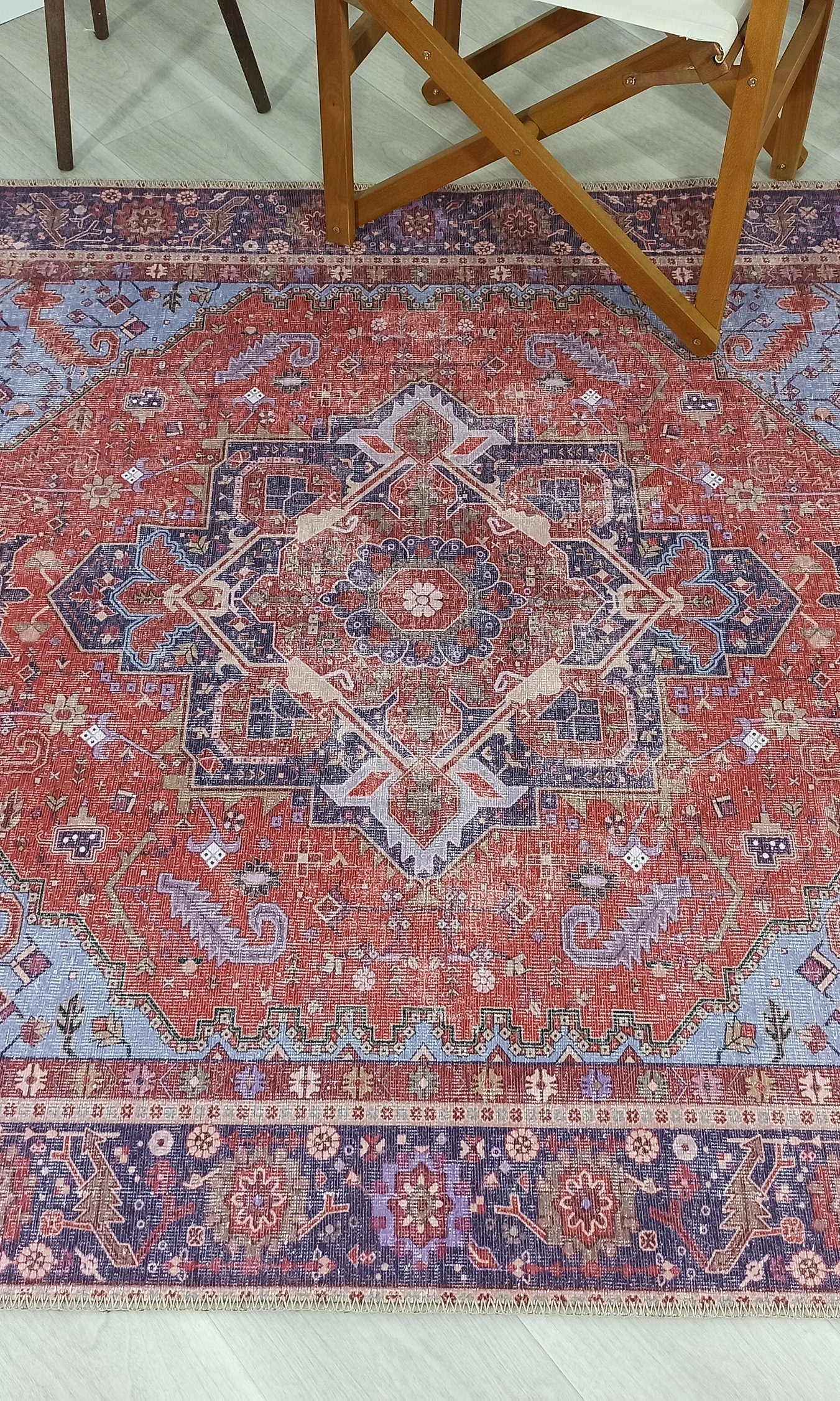 Ola Persian Heriz Red & Blue Medallion Rug
