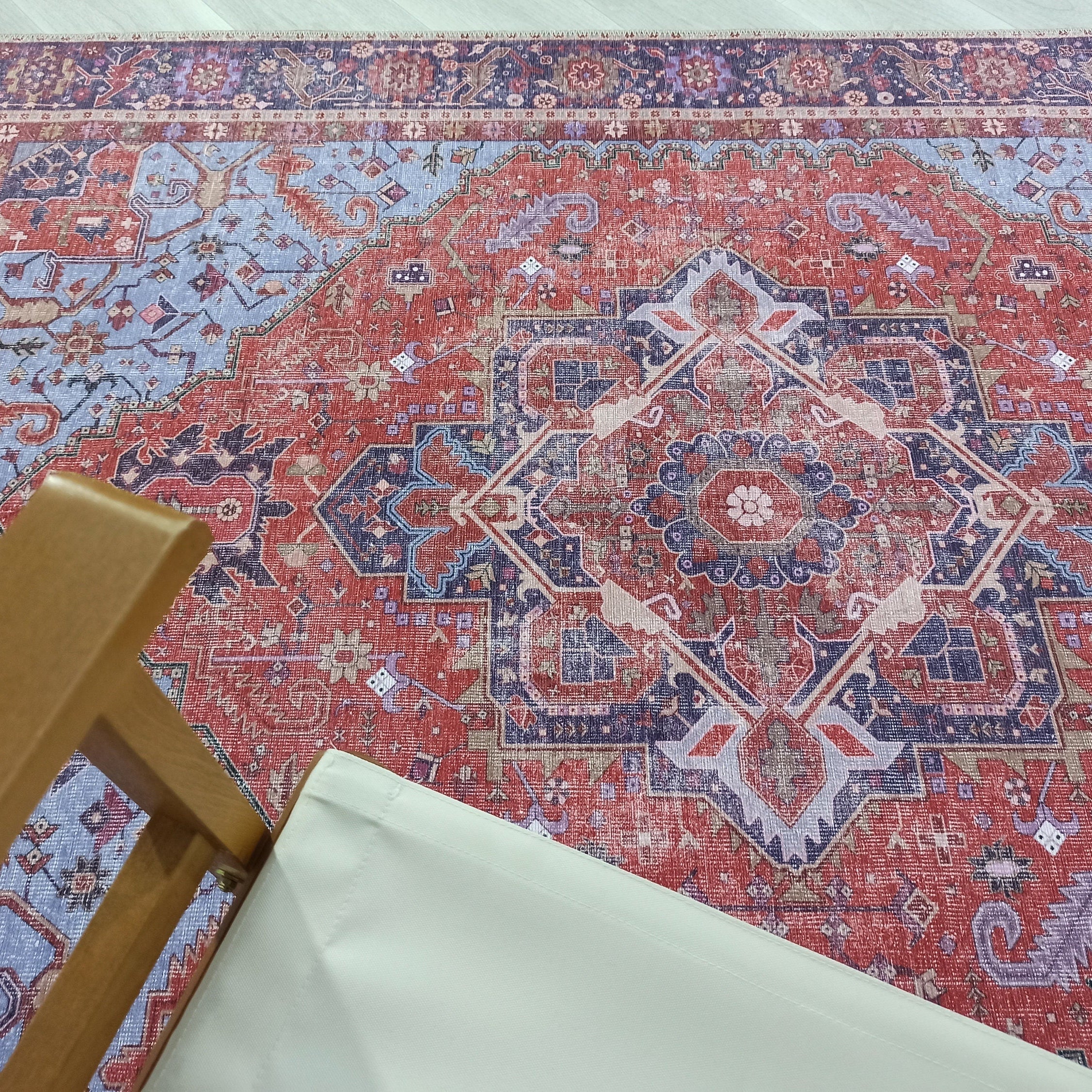 Ola Persian Heriz Red & Blue Medallion Rug