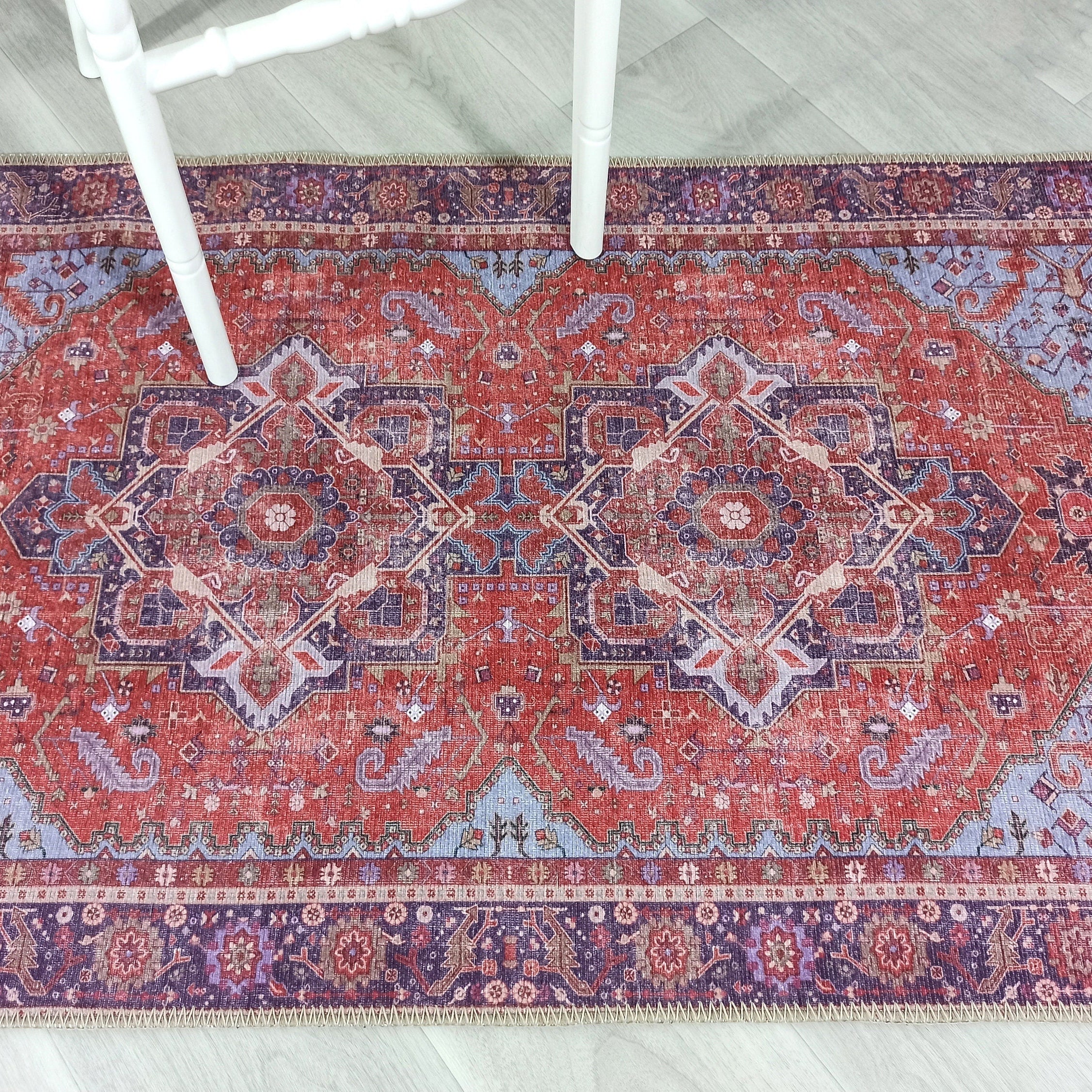 Ola Persian Heriz Red & Blue Medallion Rug