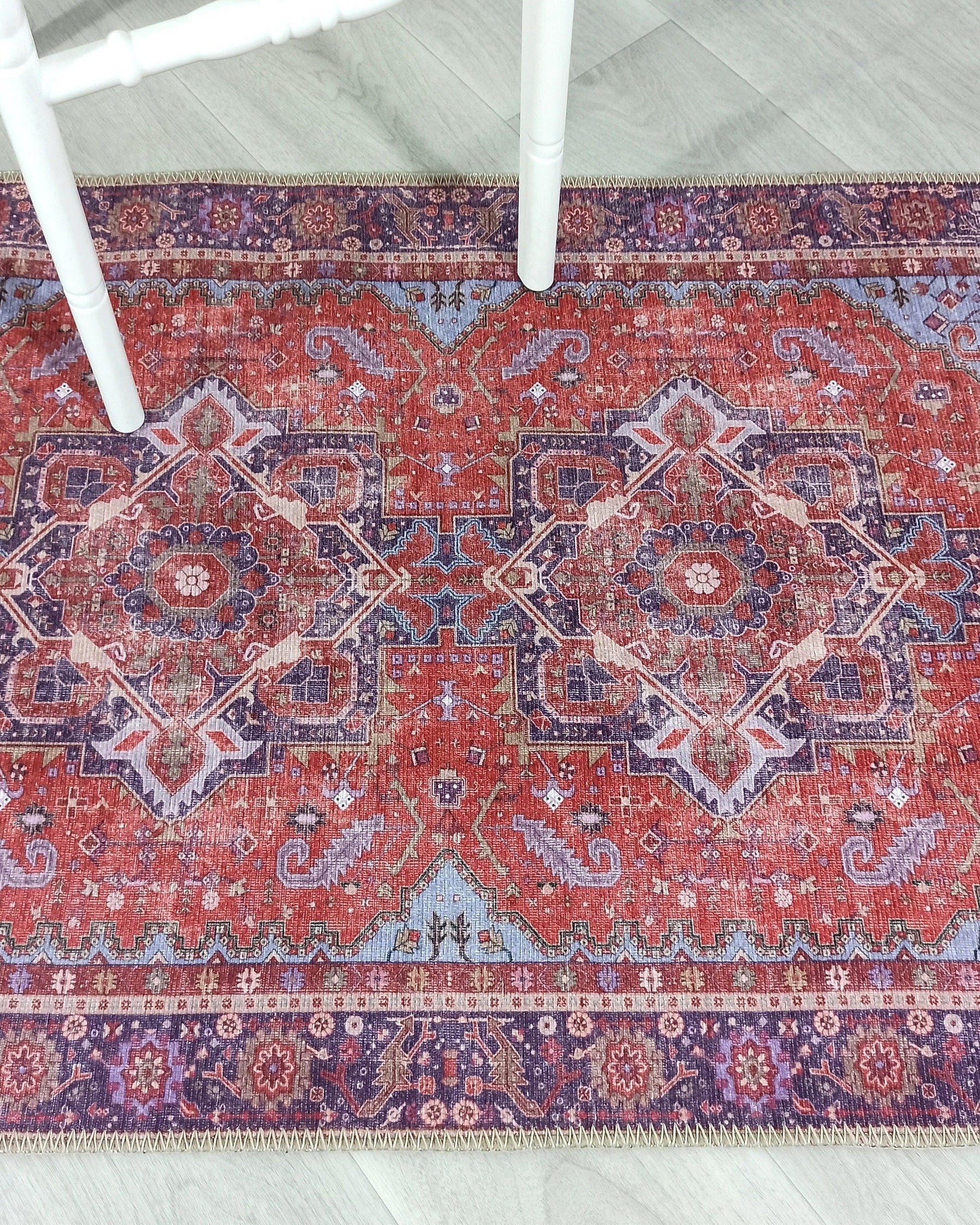 Ola Persian Heriz Red & Blue Medallion Rug