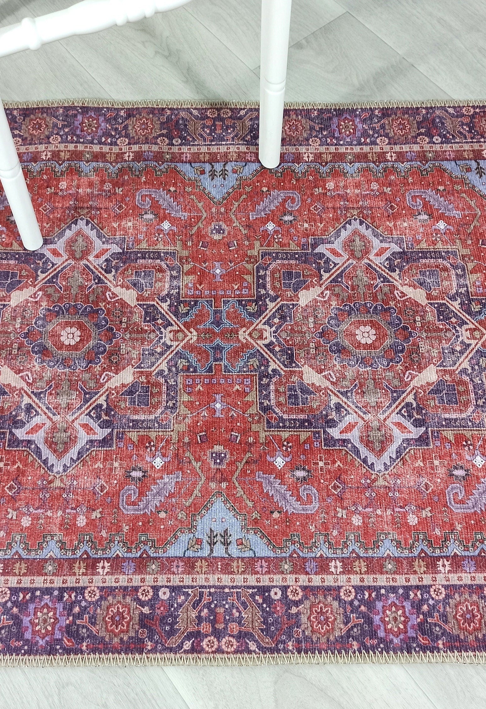 Ola Persian Heriz Red & Blue Medallion Rug
