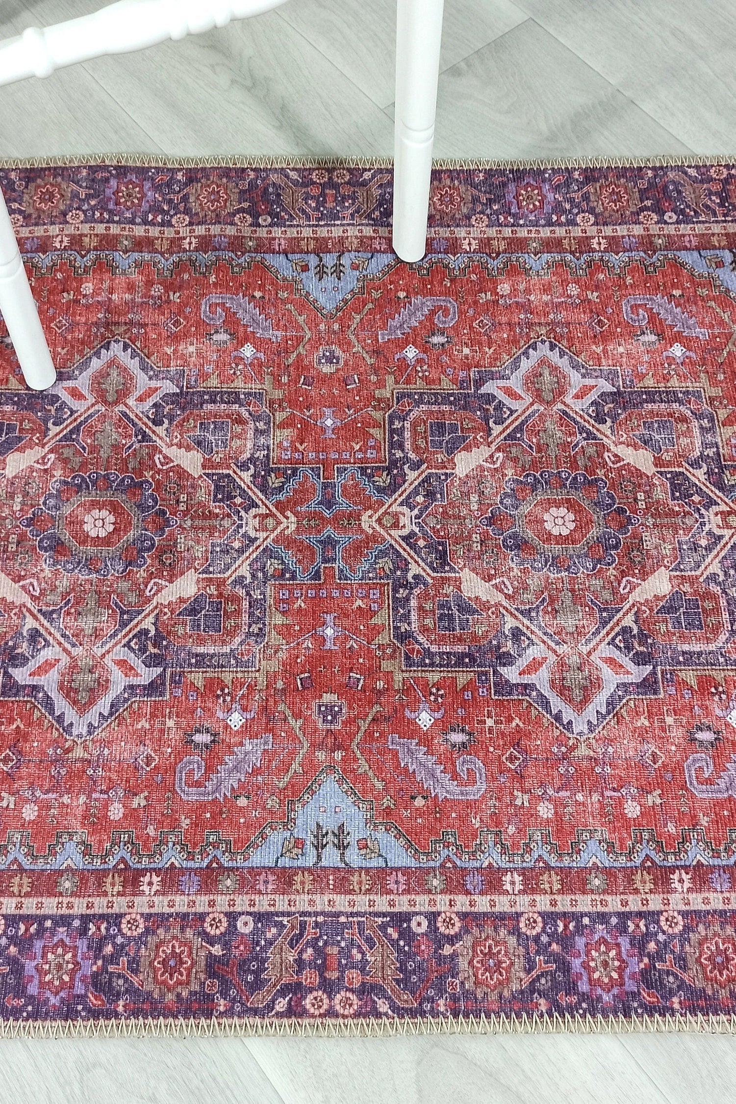 Ola Persian Heriz Red & Blue Medallion Rug