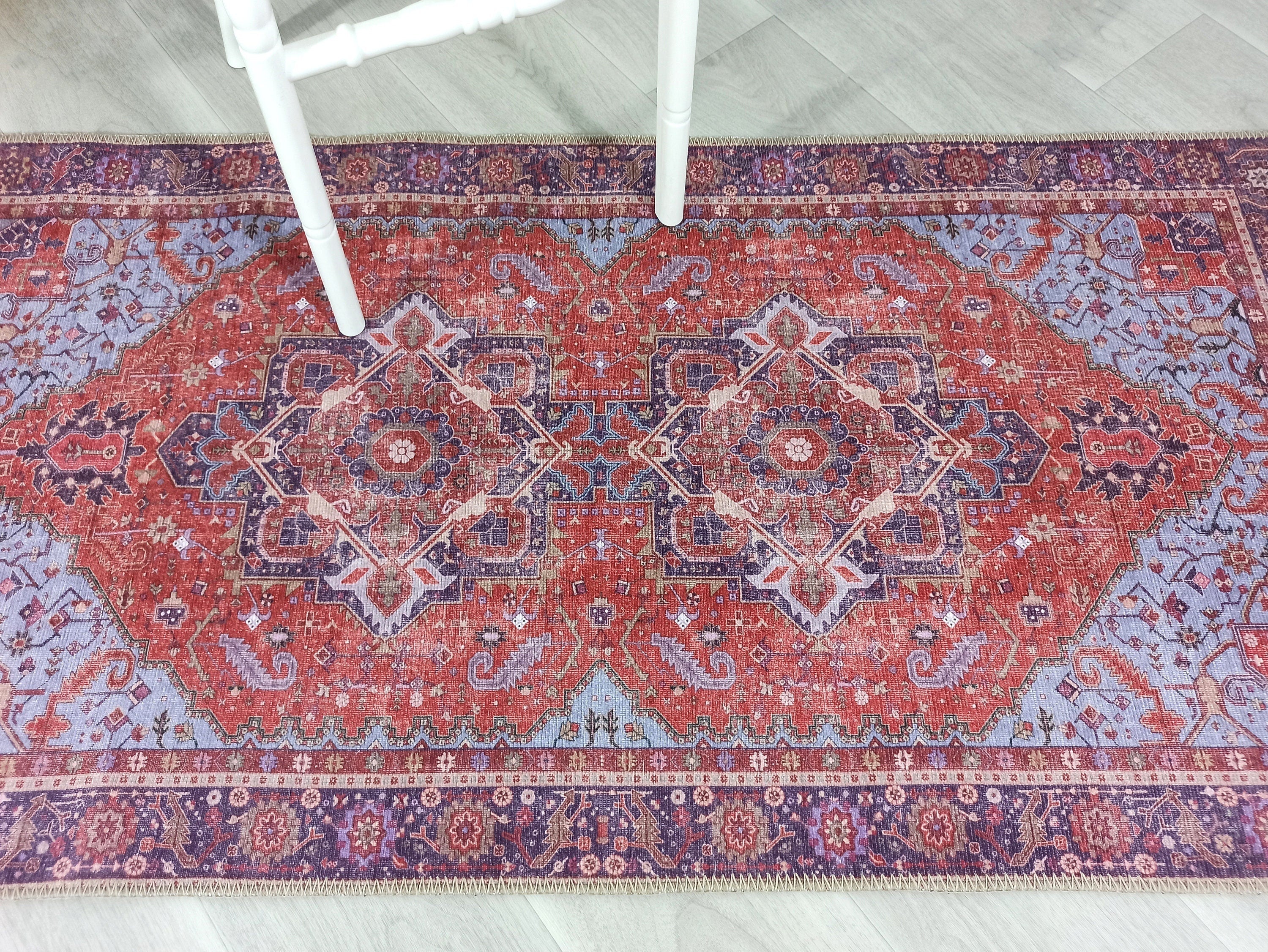 Ola Persian Heriz Red & Blue Medallion Rug