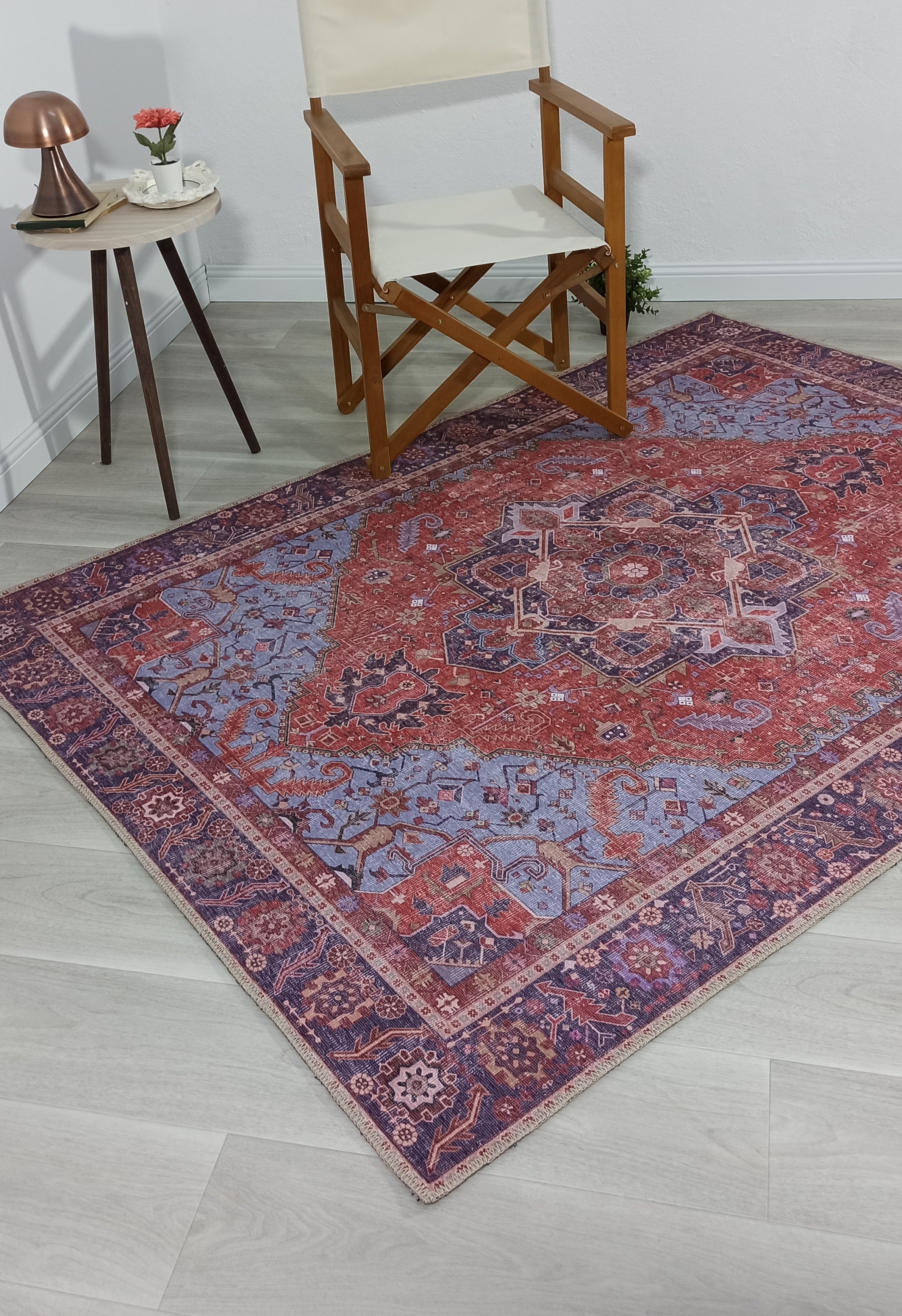 Ola Persian Heriz Red & Blue Medallion Rug