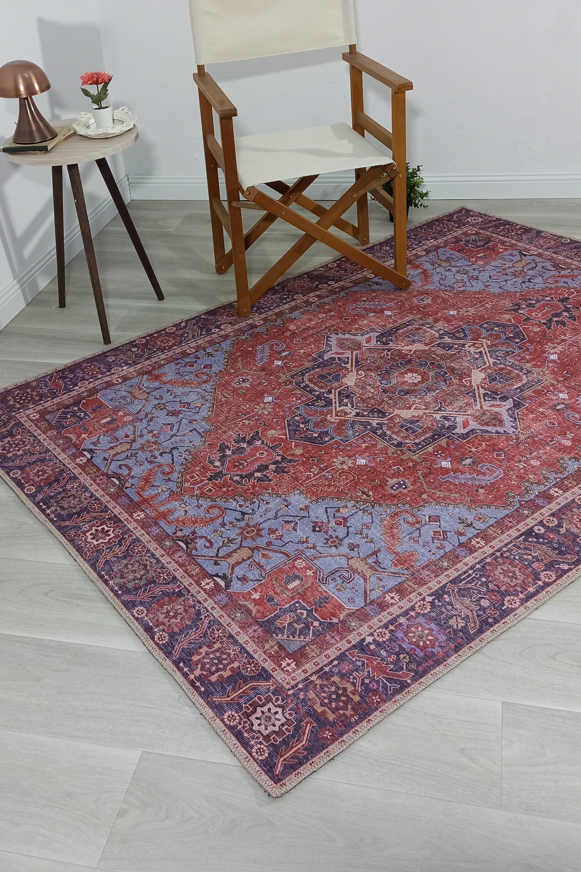 Ola Persian Heriz Red & Blue Medallion Rug