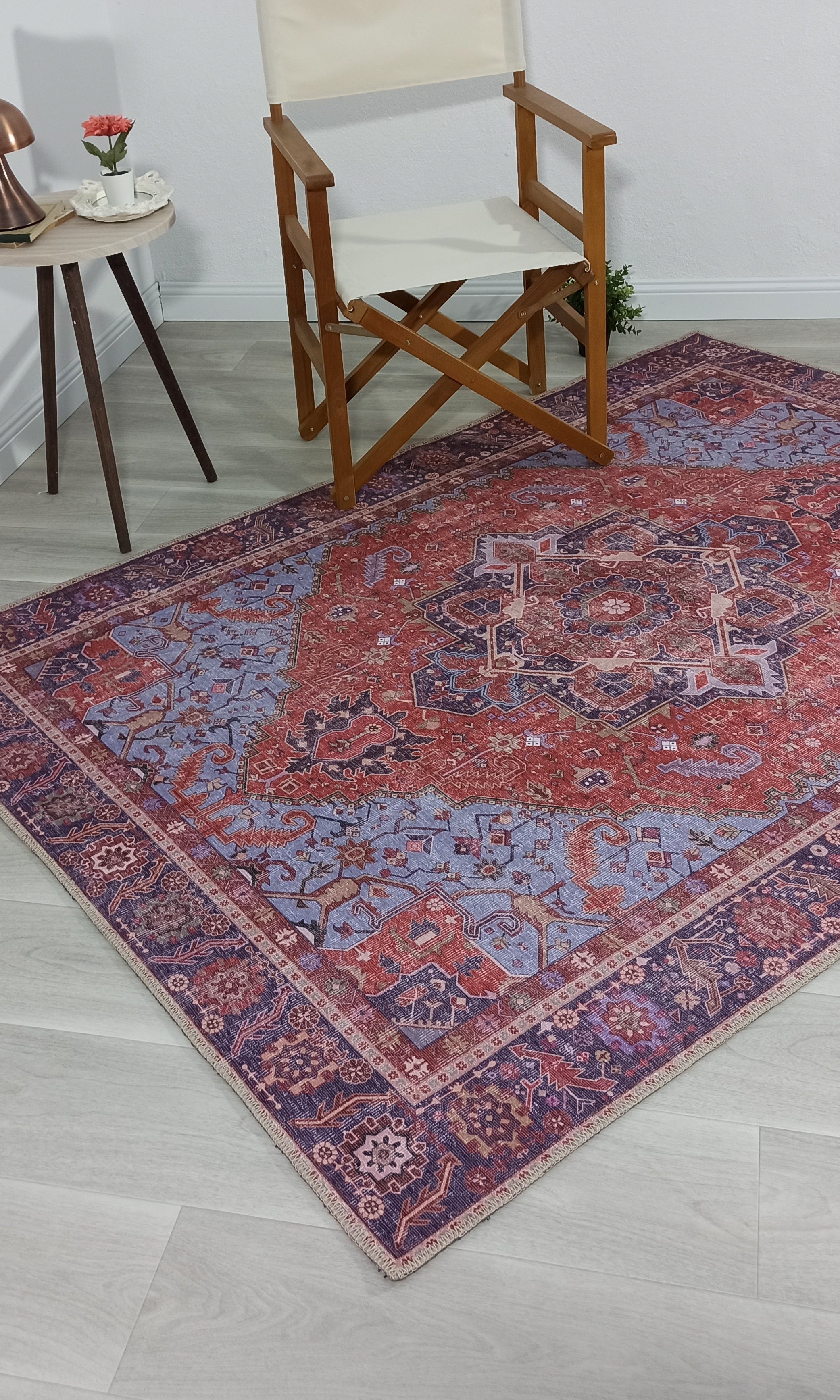Ola Persian Heriz Red & Blue Medallion Rug