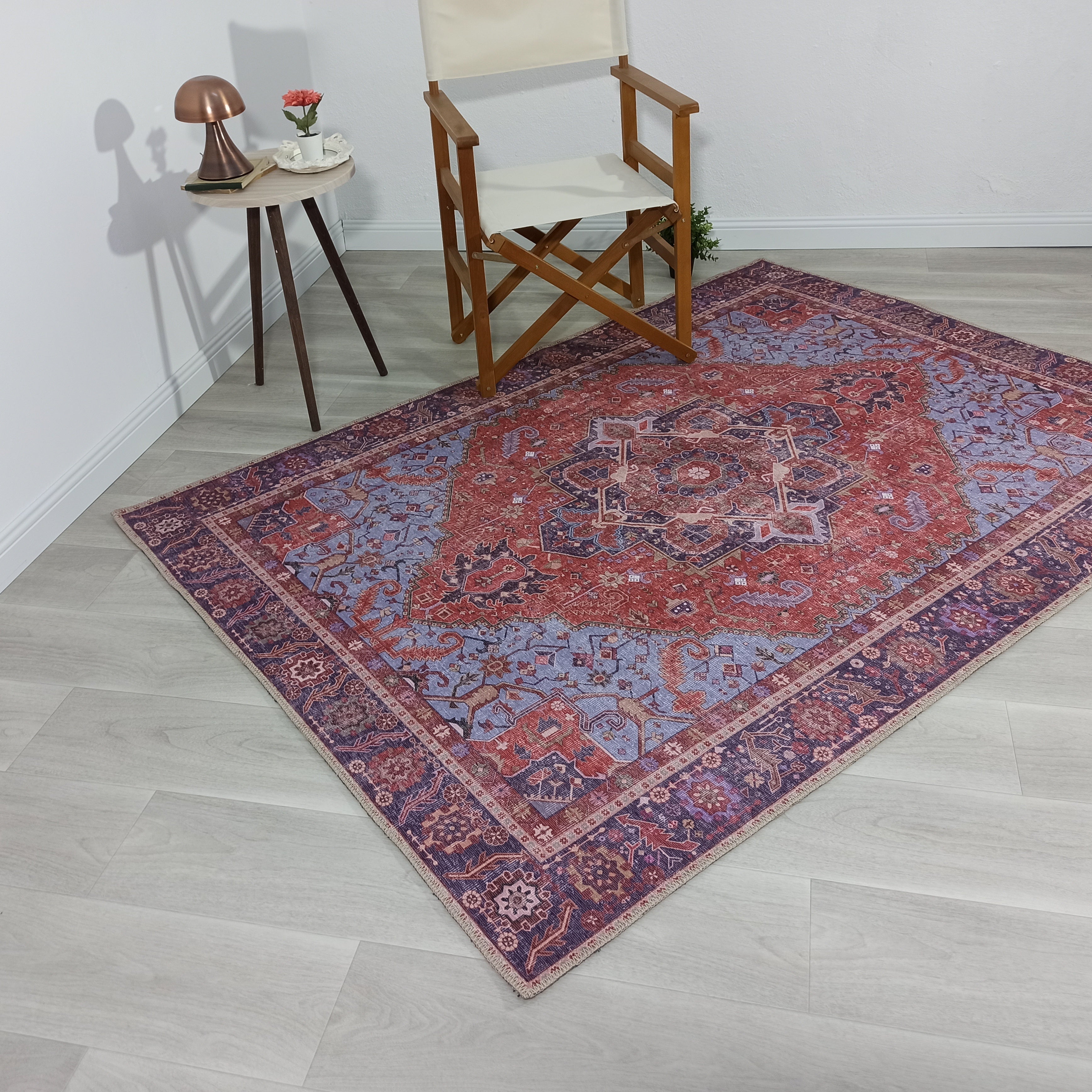 Ola Persian Heriz Red & Blue Medallion Rug