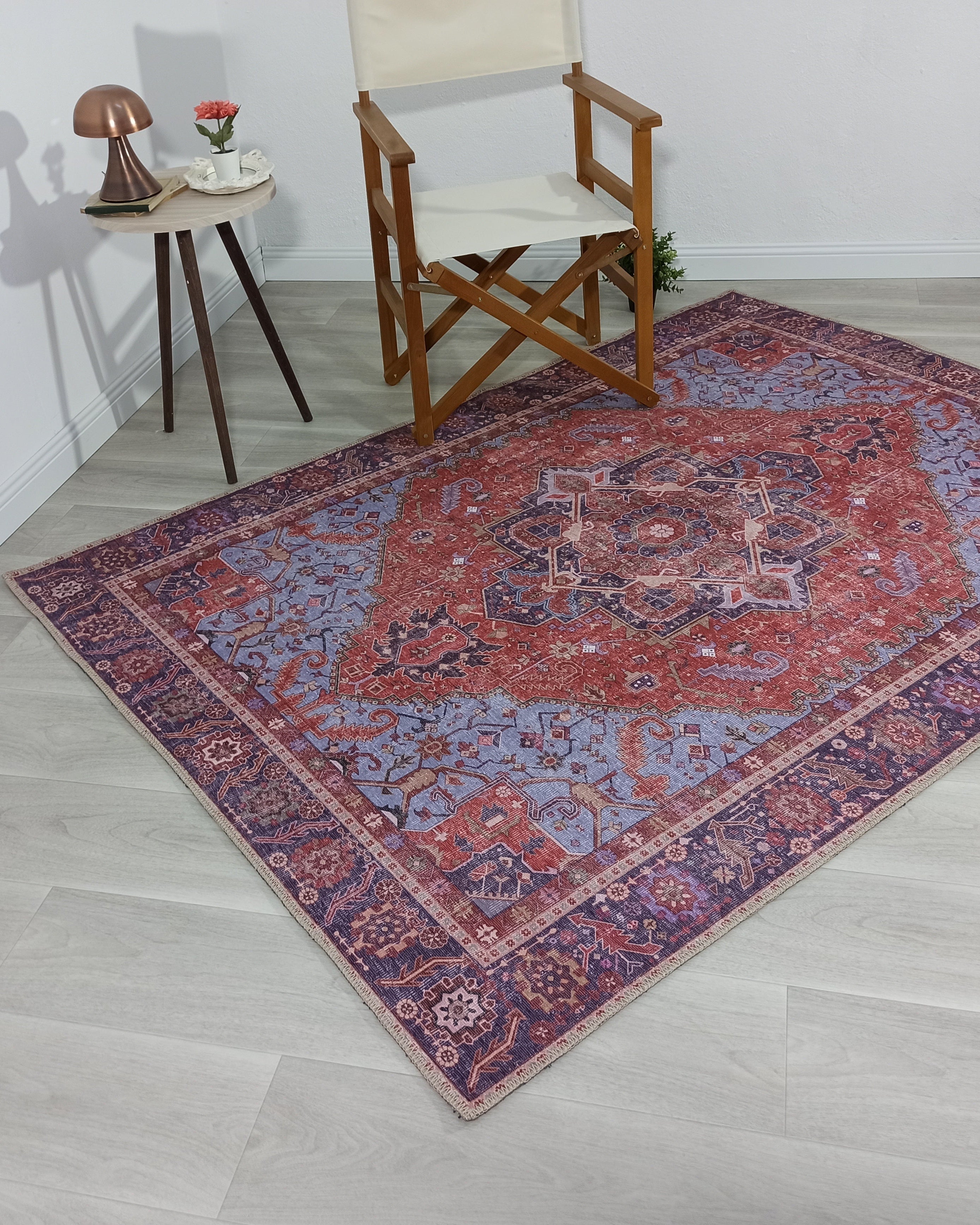 Ola Persian Heriz Red & Blue Medallion Rug