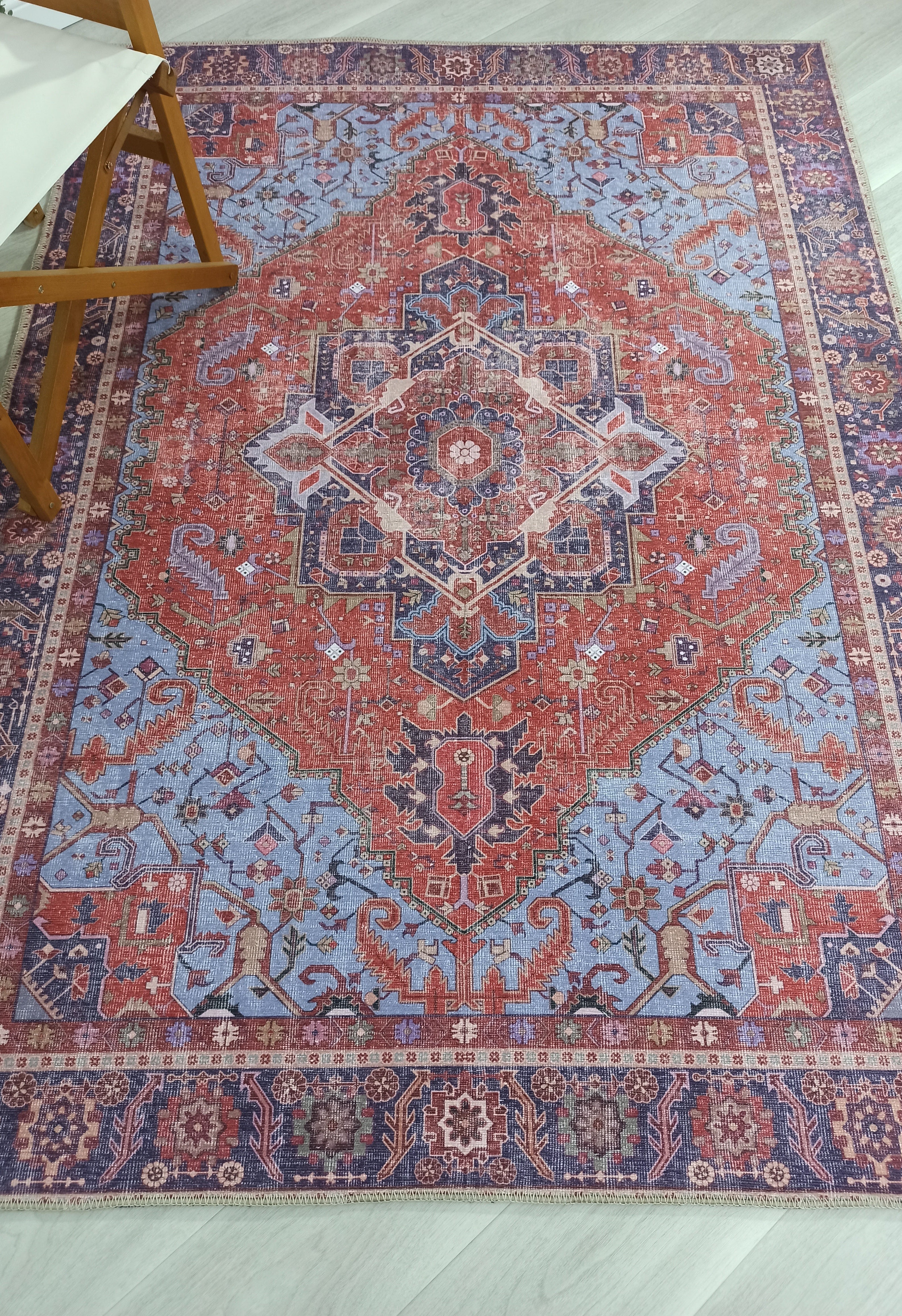 Ola Persian Heriz Red & Blue Medallion Rug