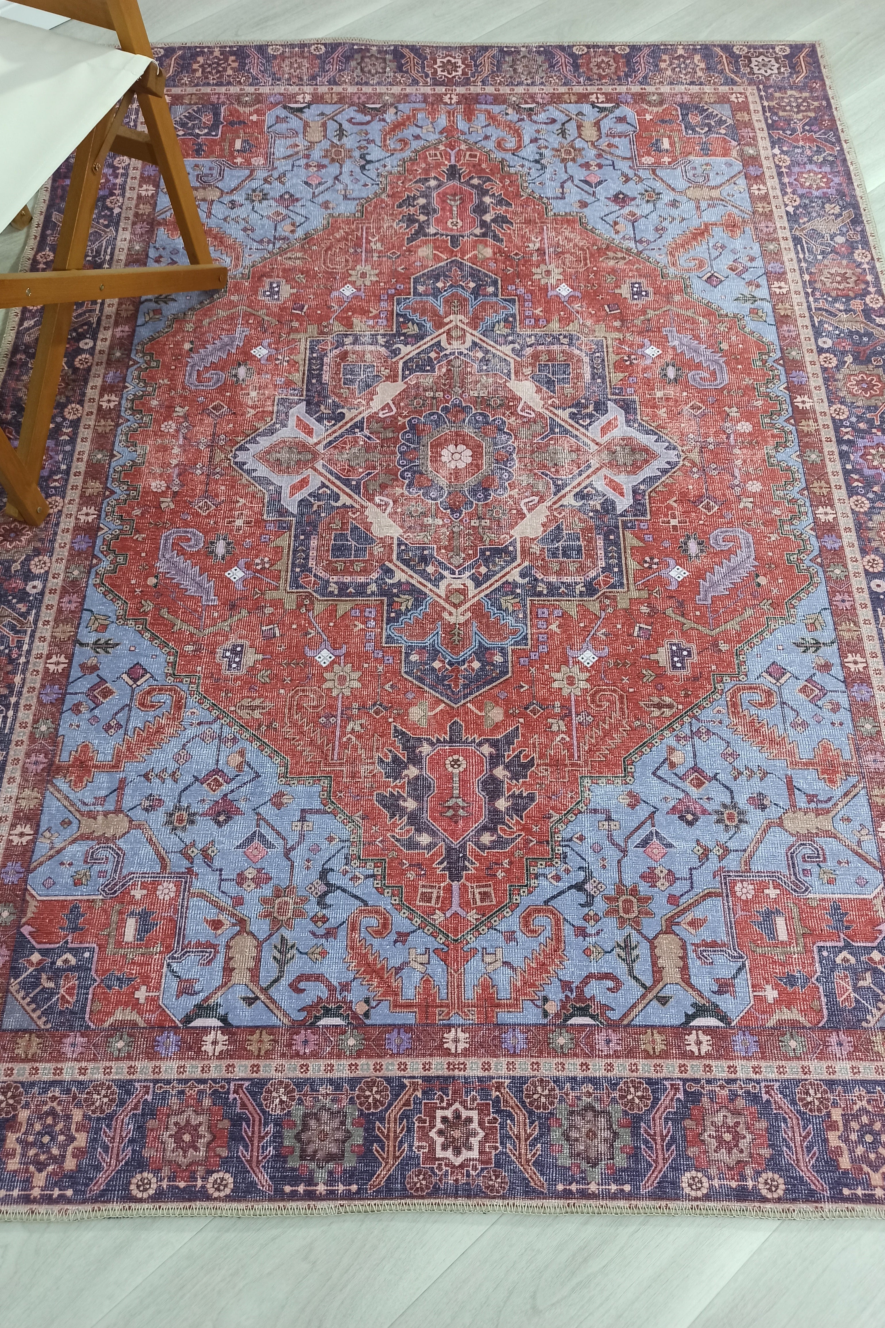 Ola Persian Heriz Red & Blue Medallion Rug