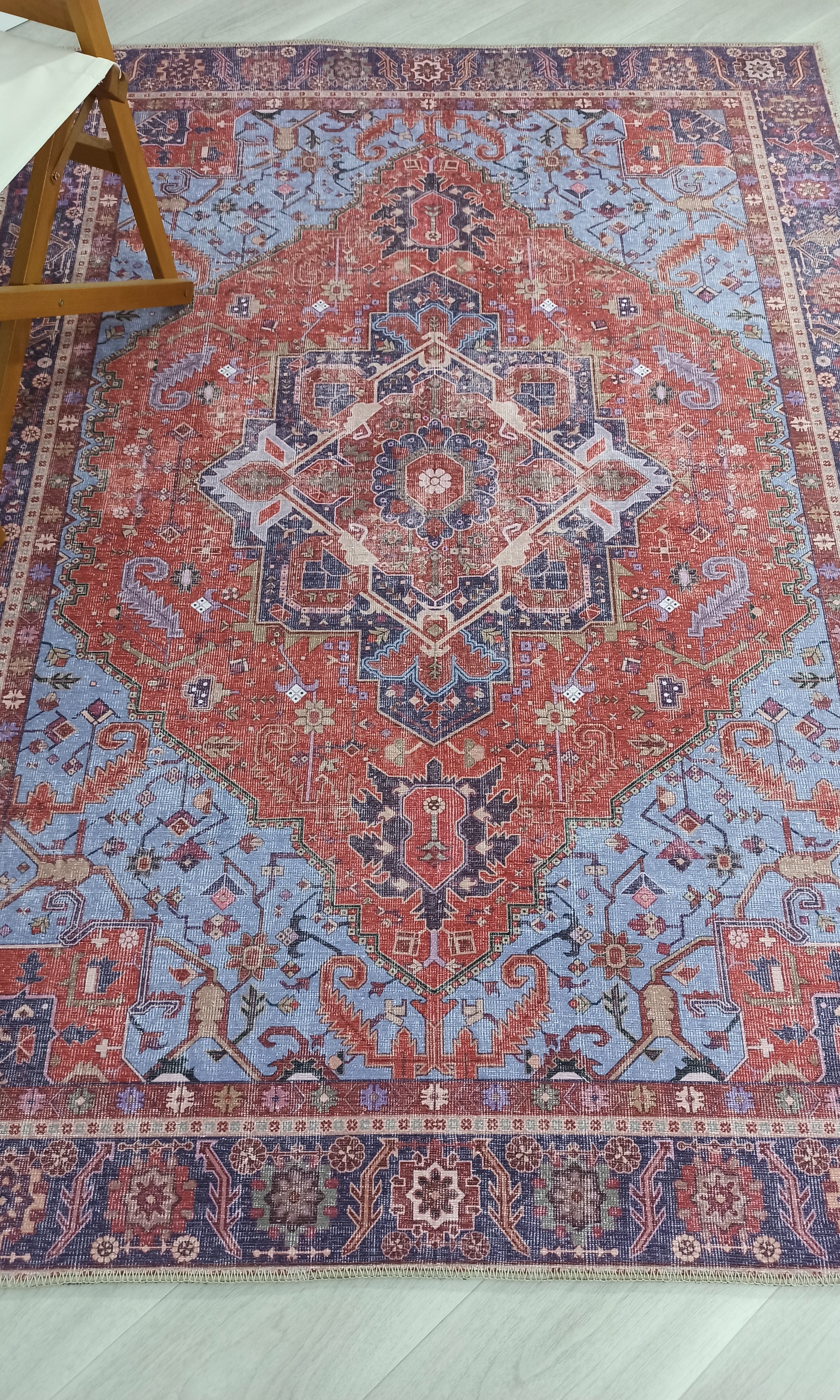 Ola Persian Heriz Red & Blue Medallion Rug