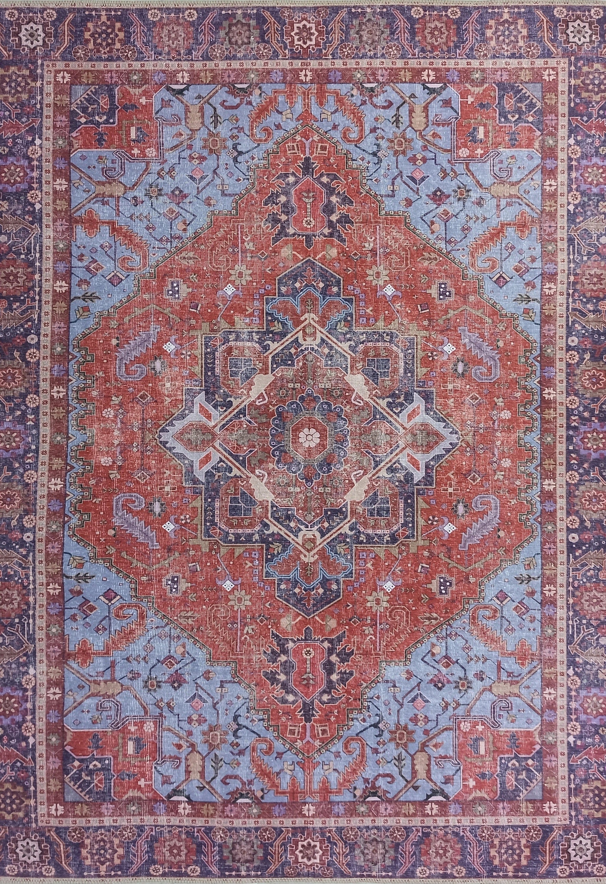 Ola Persian Heriz Red & Blue Medallion Rug