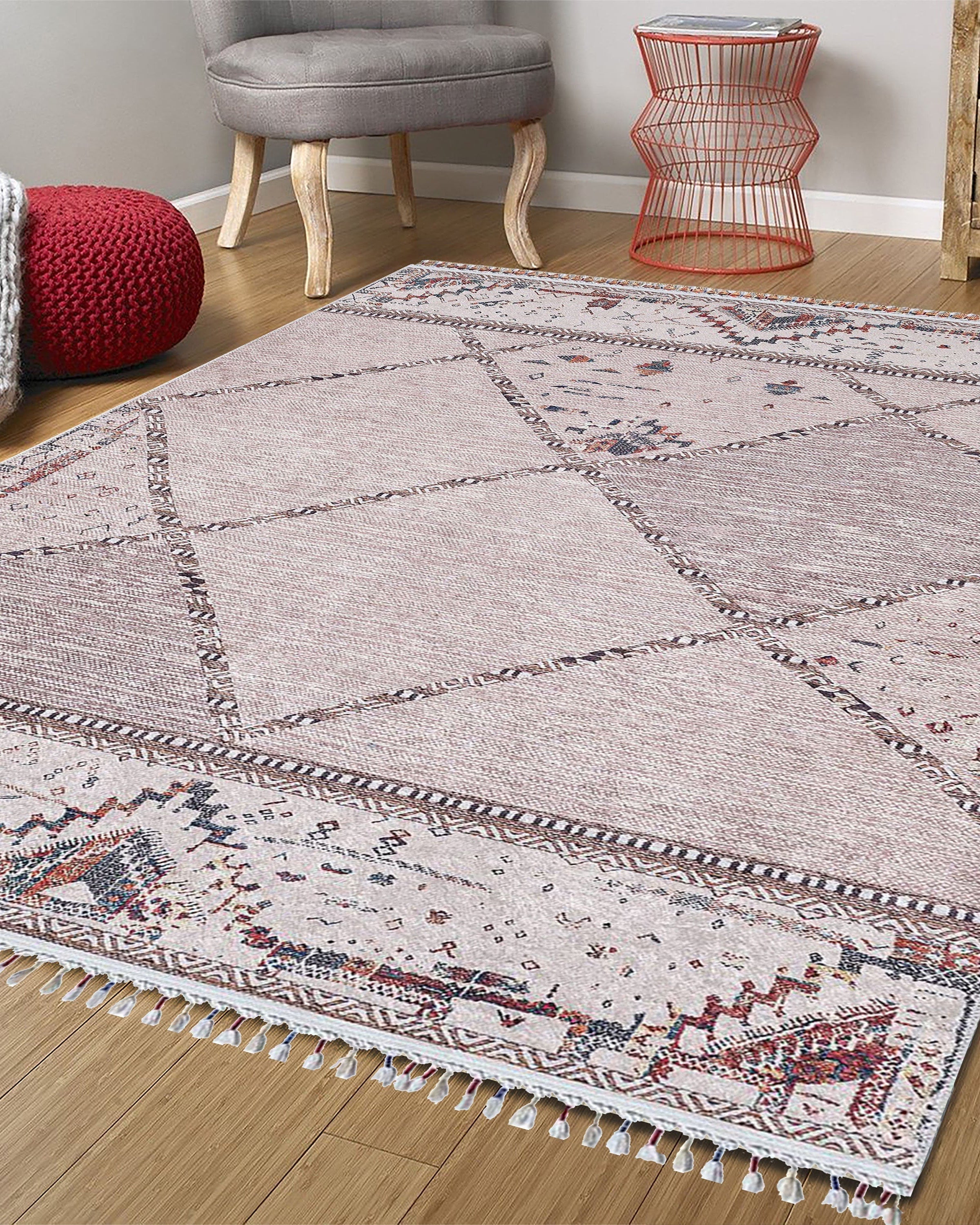 Omniya Moroccan Diamond Trellis Beige Rug