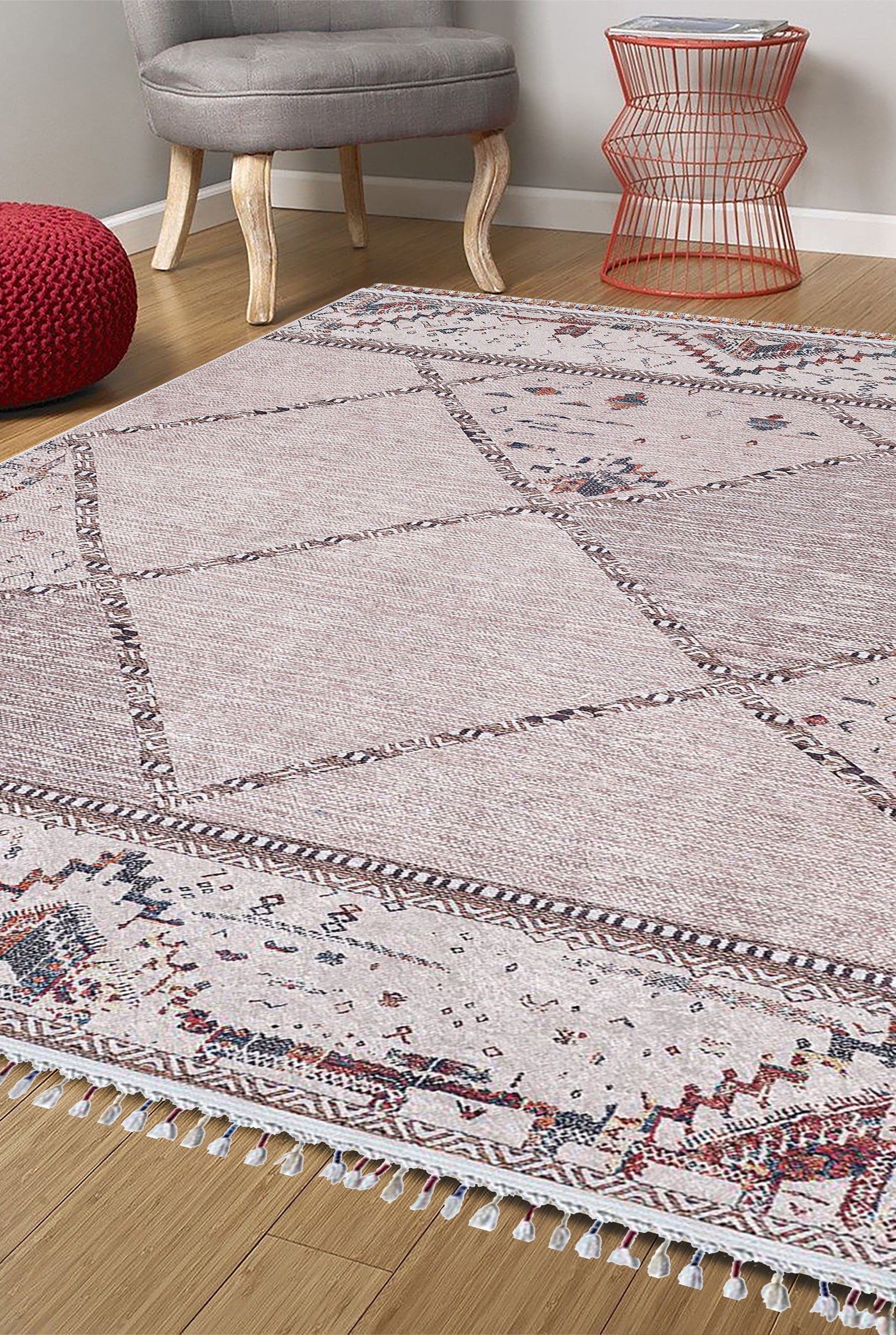 Omniya Moroccan Diamond Trellis Beige Rug
