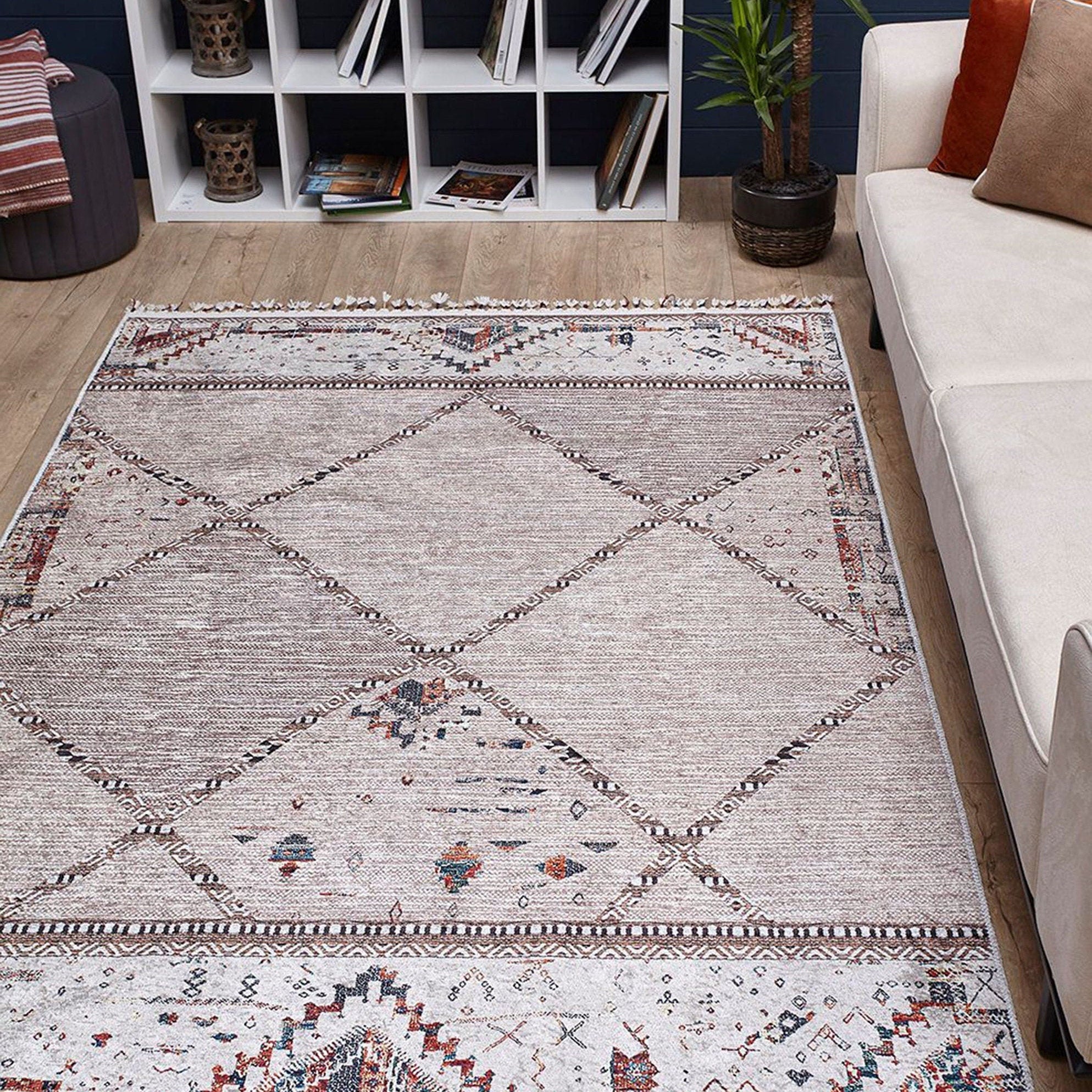 Omniya Moroccan Diamond Trellis Beige Rug