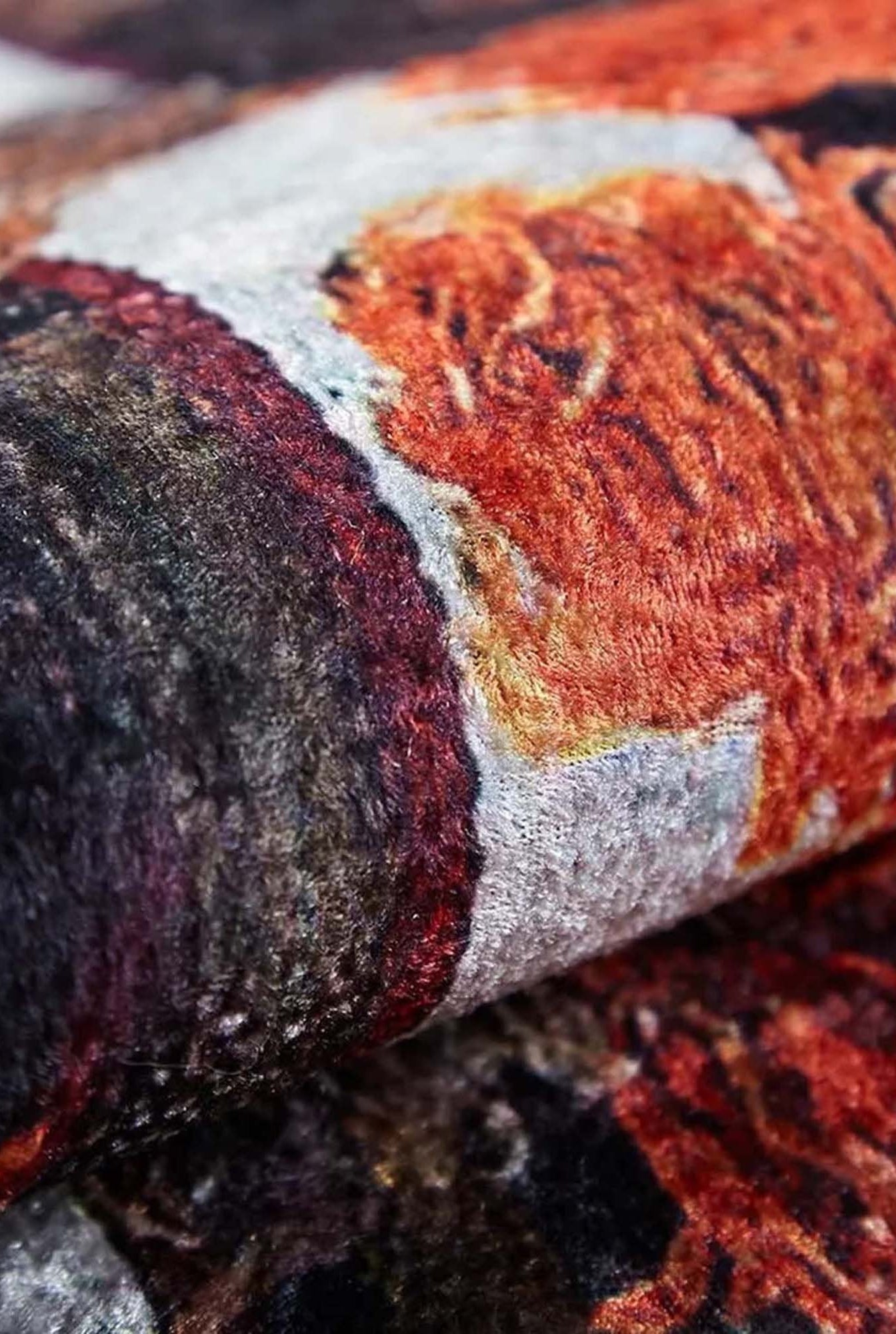 Orangi Turkish Checkered Pom Poms Orange Black Rug