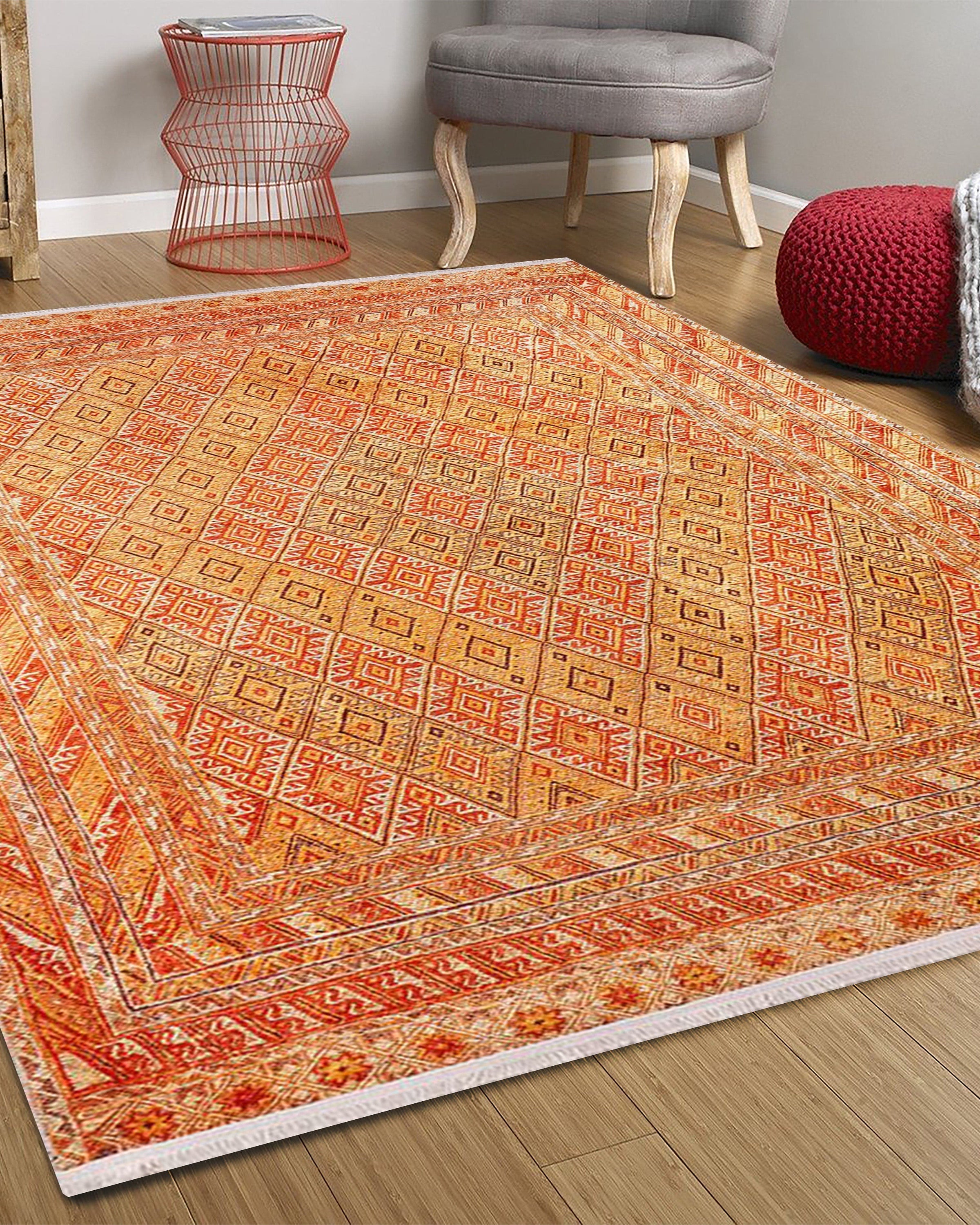 Orish Turkish Kilim Orange Yellow Rug