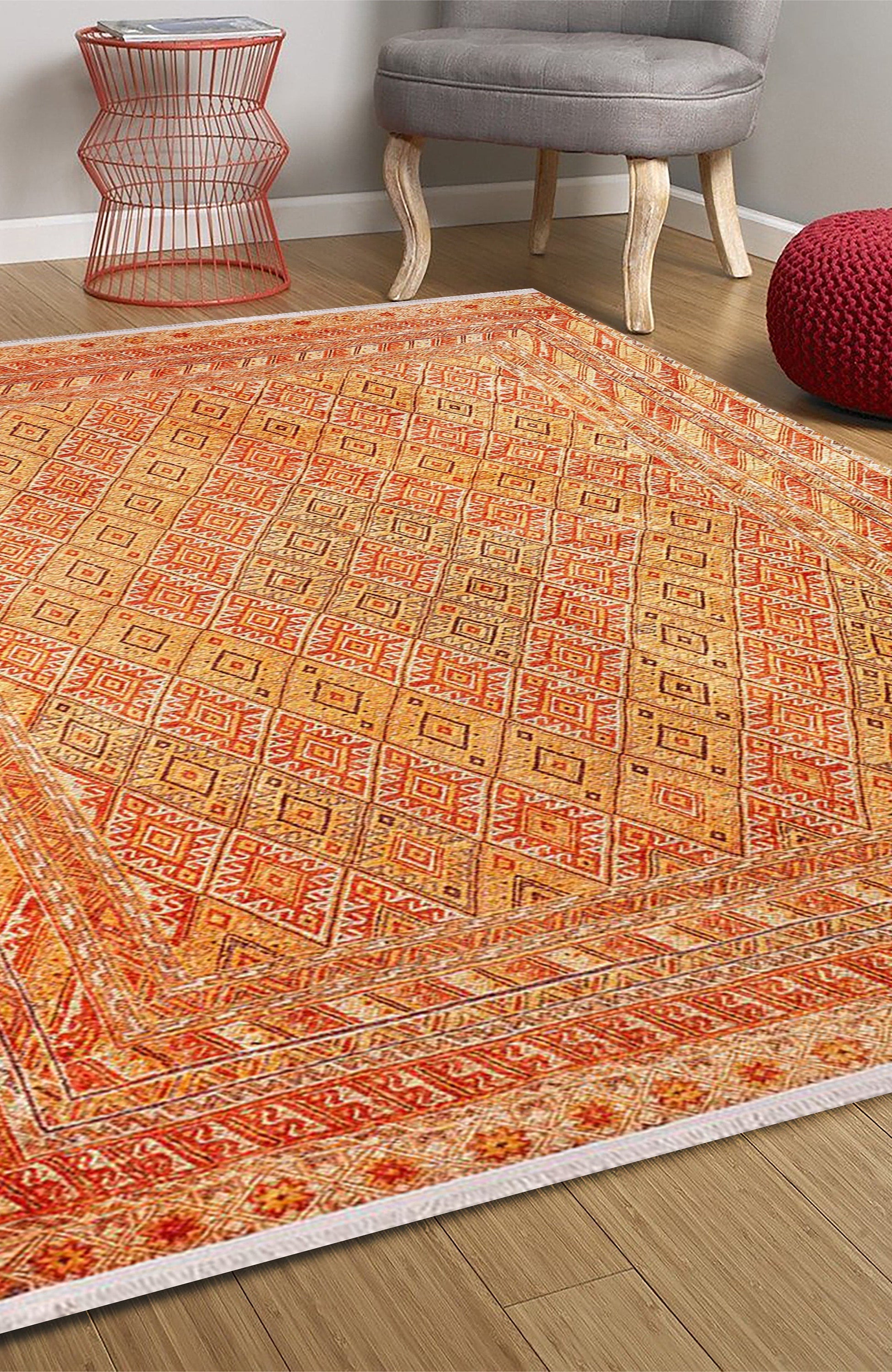 Orish Turkish Kilim Orange Yellow Rug