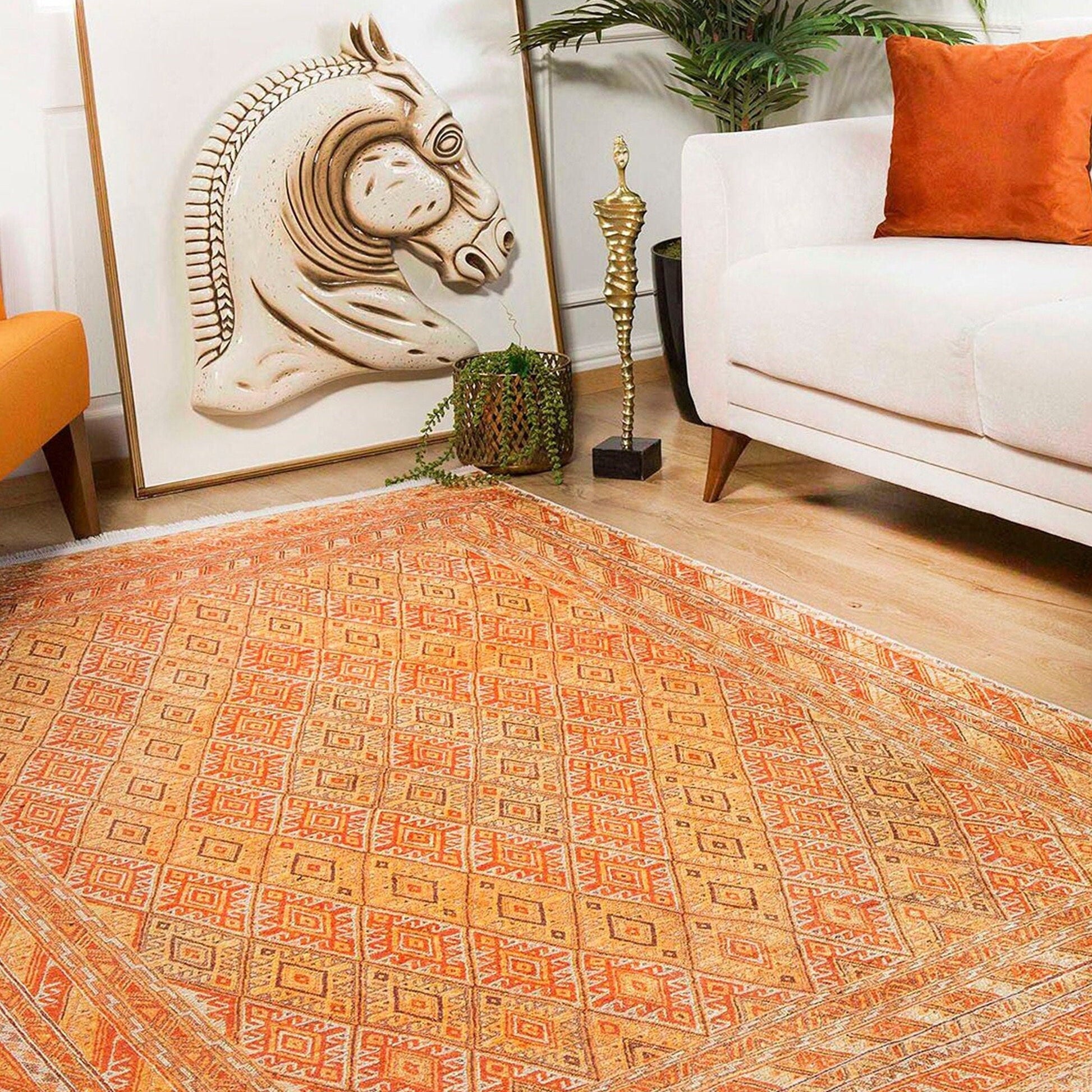 Orish Turkish Kilim Orange Yellow Rug