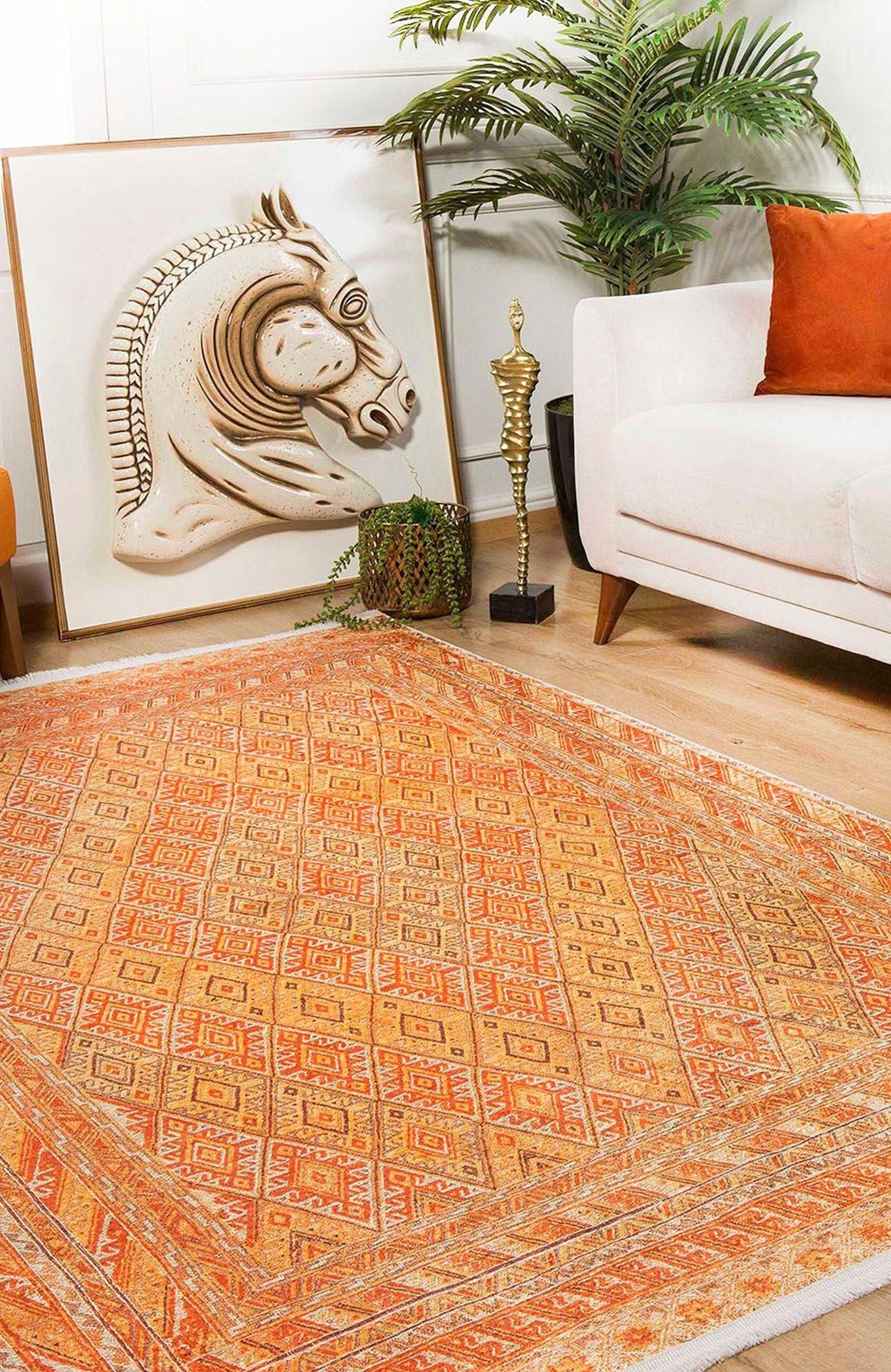 Orish Turkish Kilim Orange Yellow Rug
