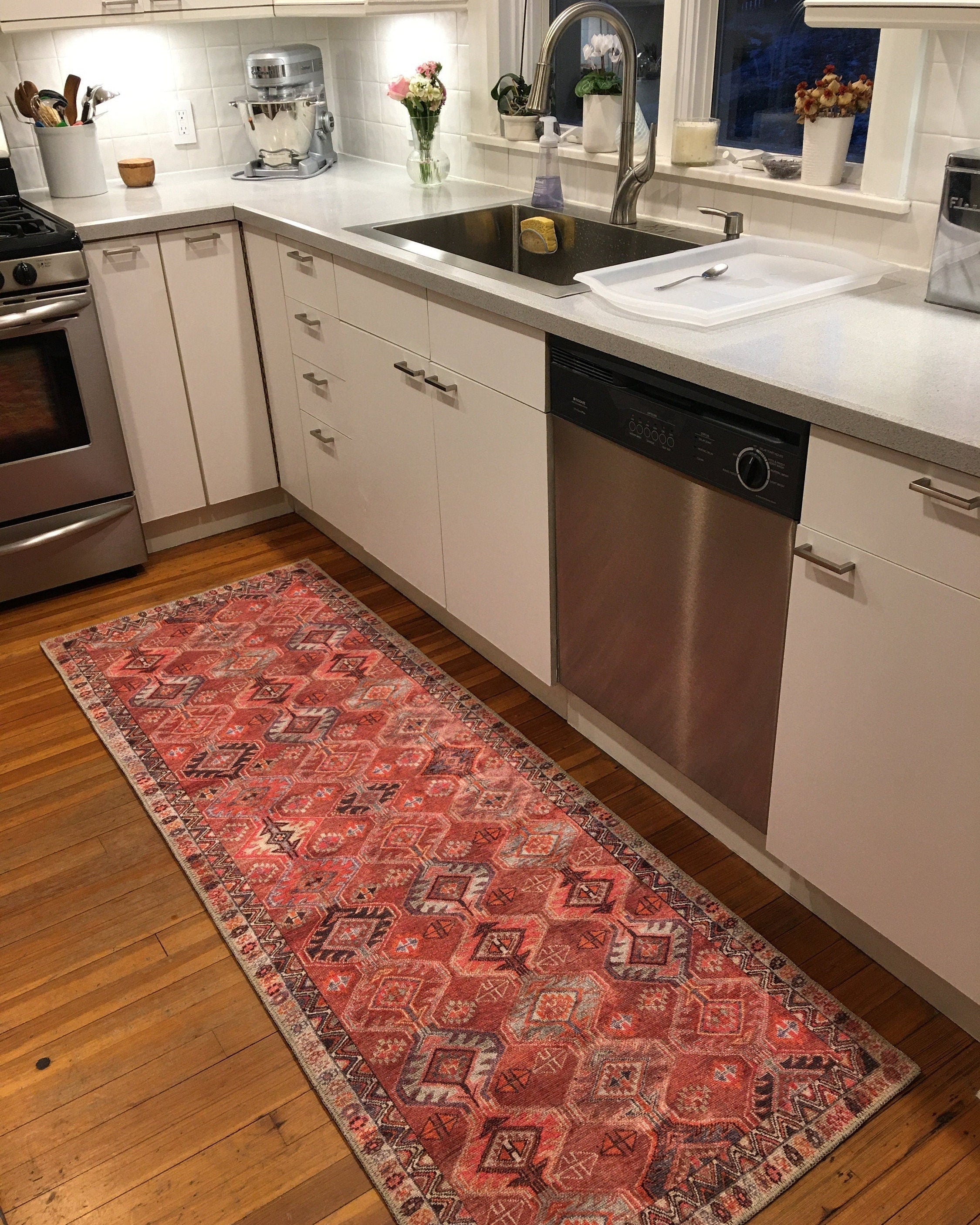 Kaki Rug Turkish Vintage Terracotta Red Orange Pink Rug