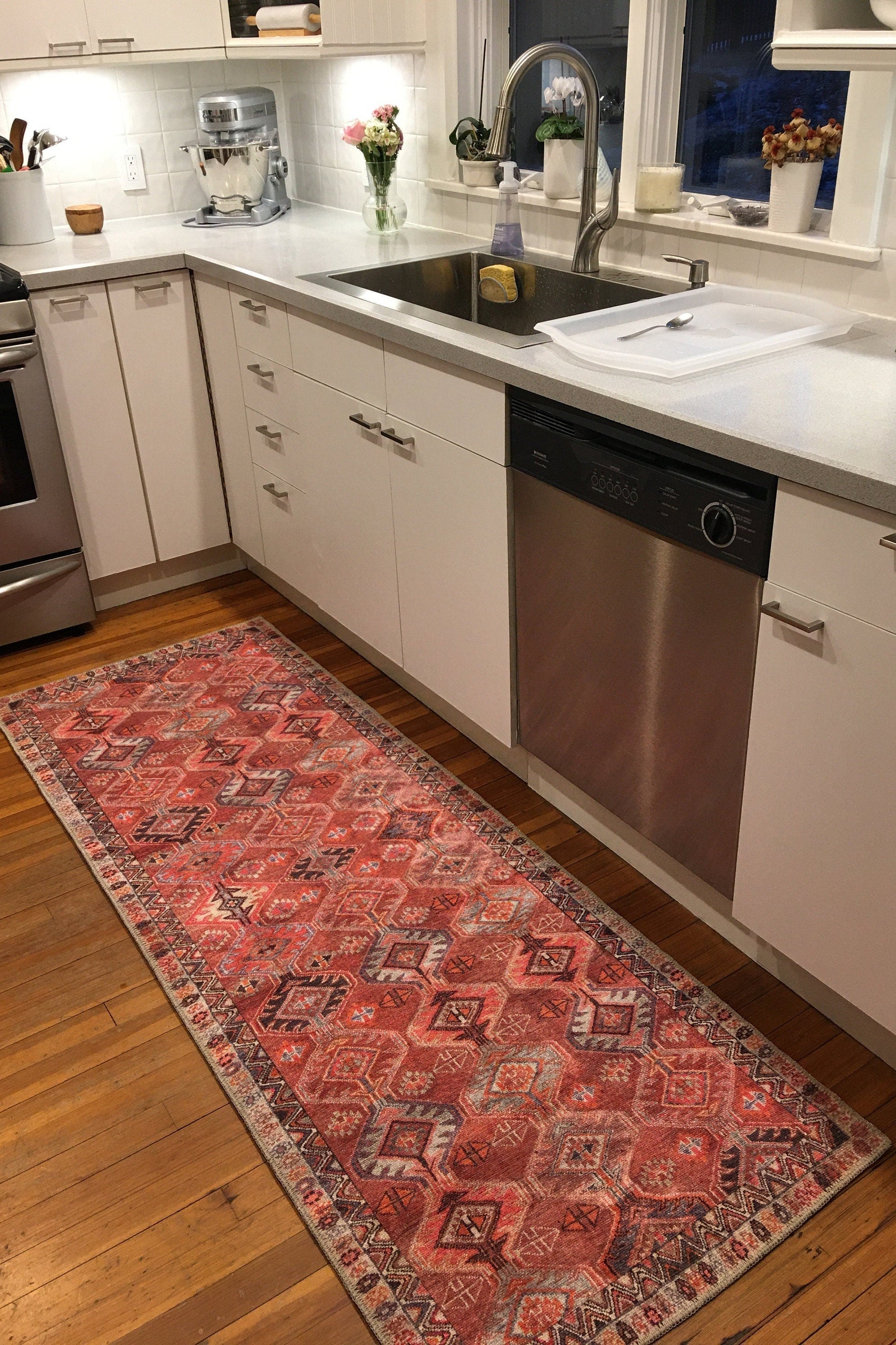 Kaki Rug Turkish Vintage Terracotta Red Orange Pink Rug