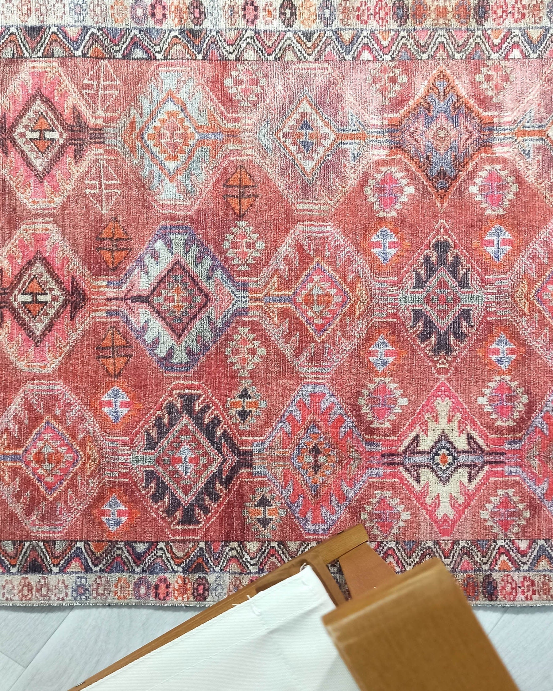 Kaki Rug Turkish Vintage Terracotta Red Orange Pink Rug