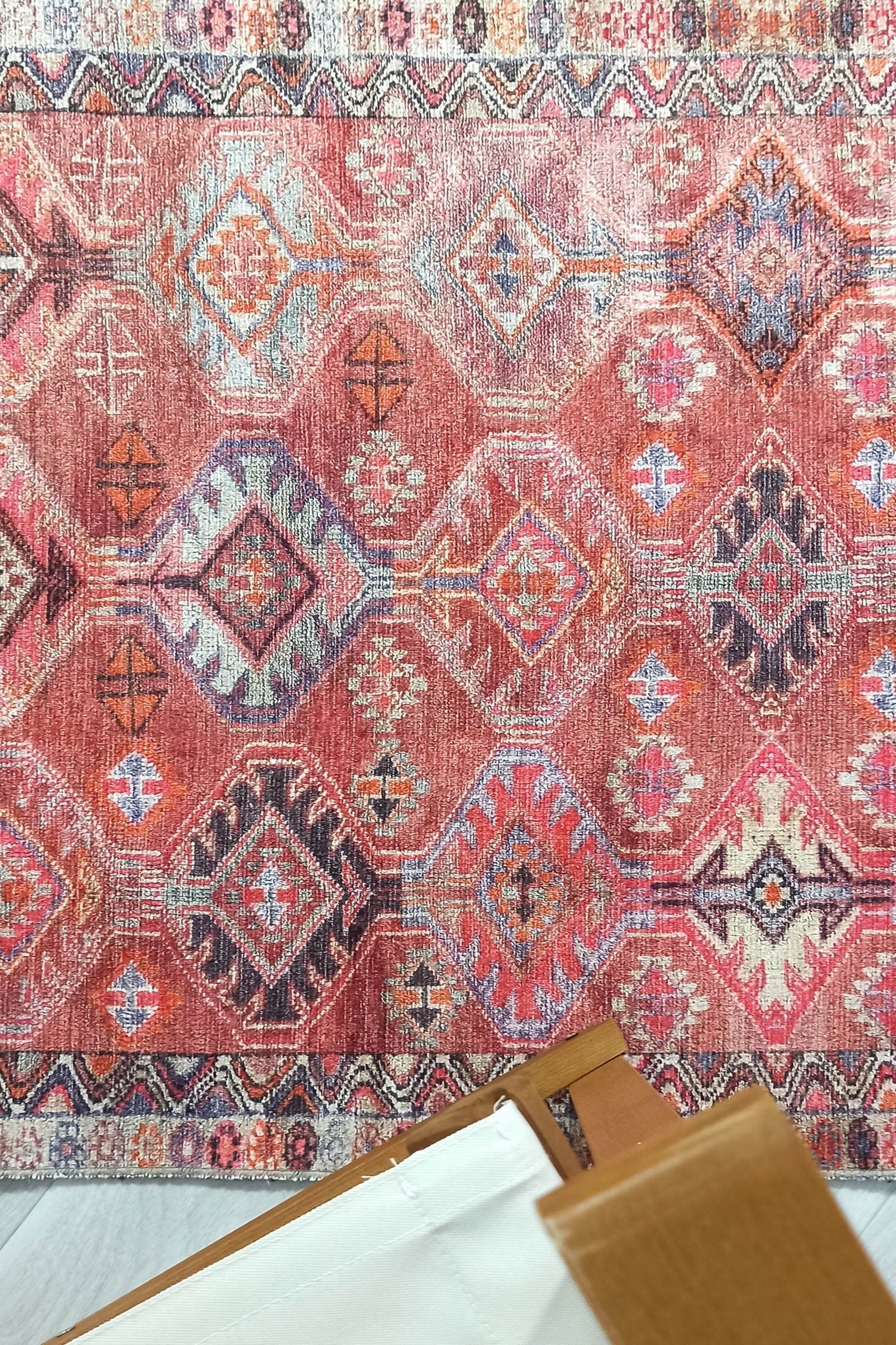 Kaki Rug Turkish Vintage Terracotta Red Orange Pink Rug
