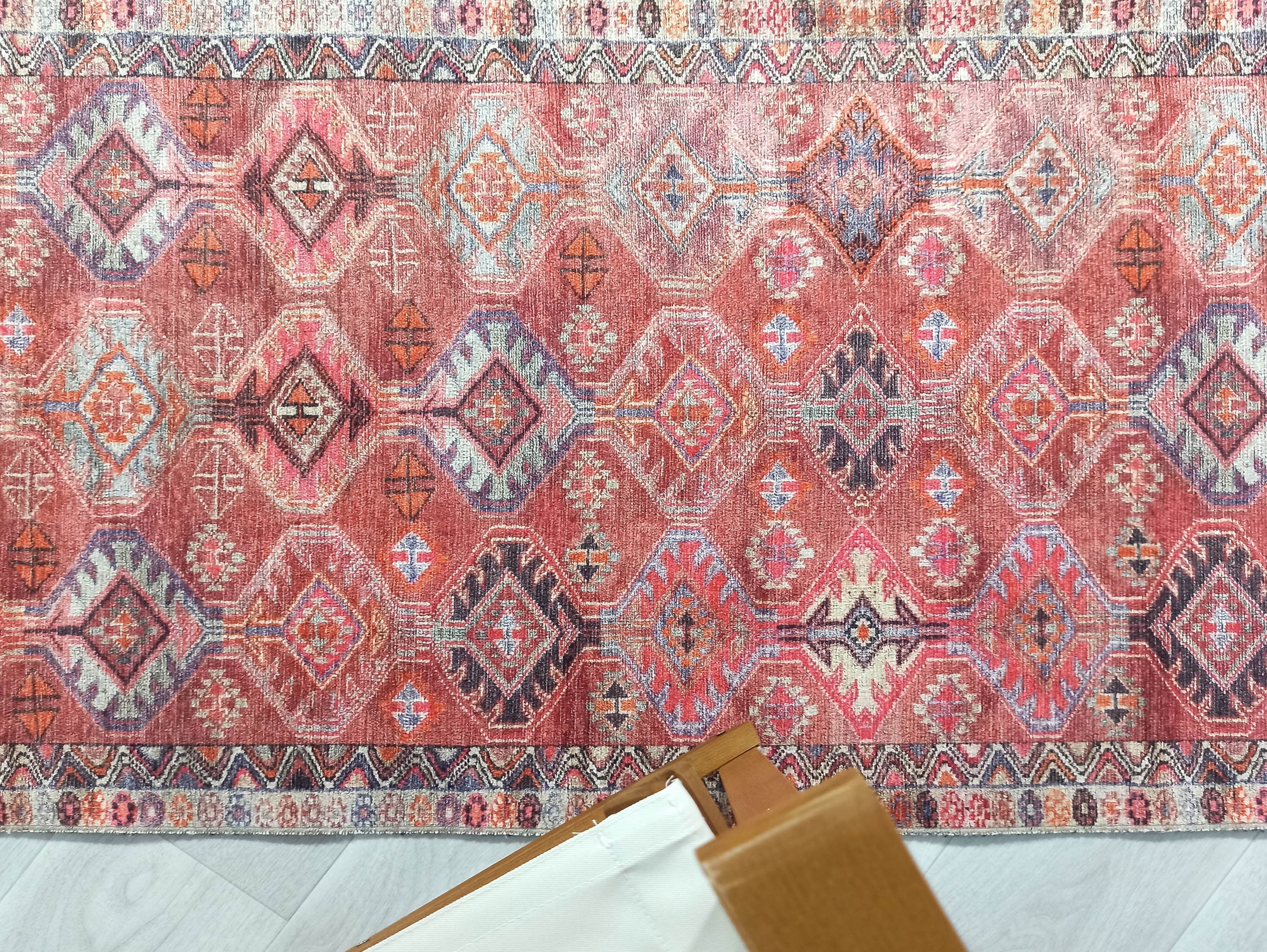 Kaki Rug Turkish Vintage Terracotta Red Orange Pink Rug