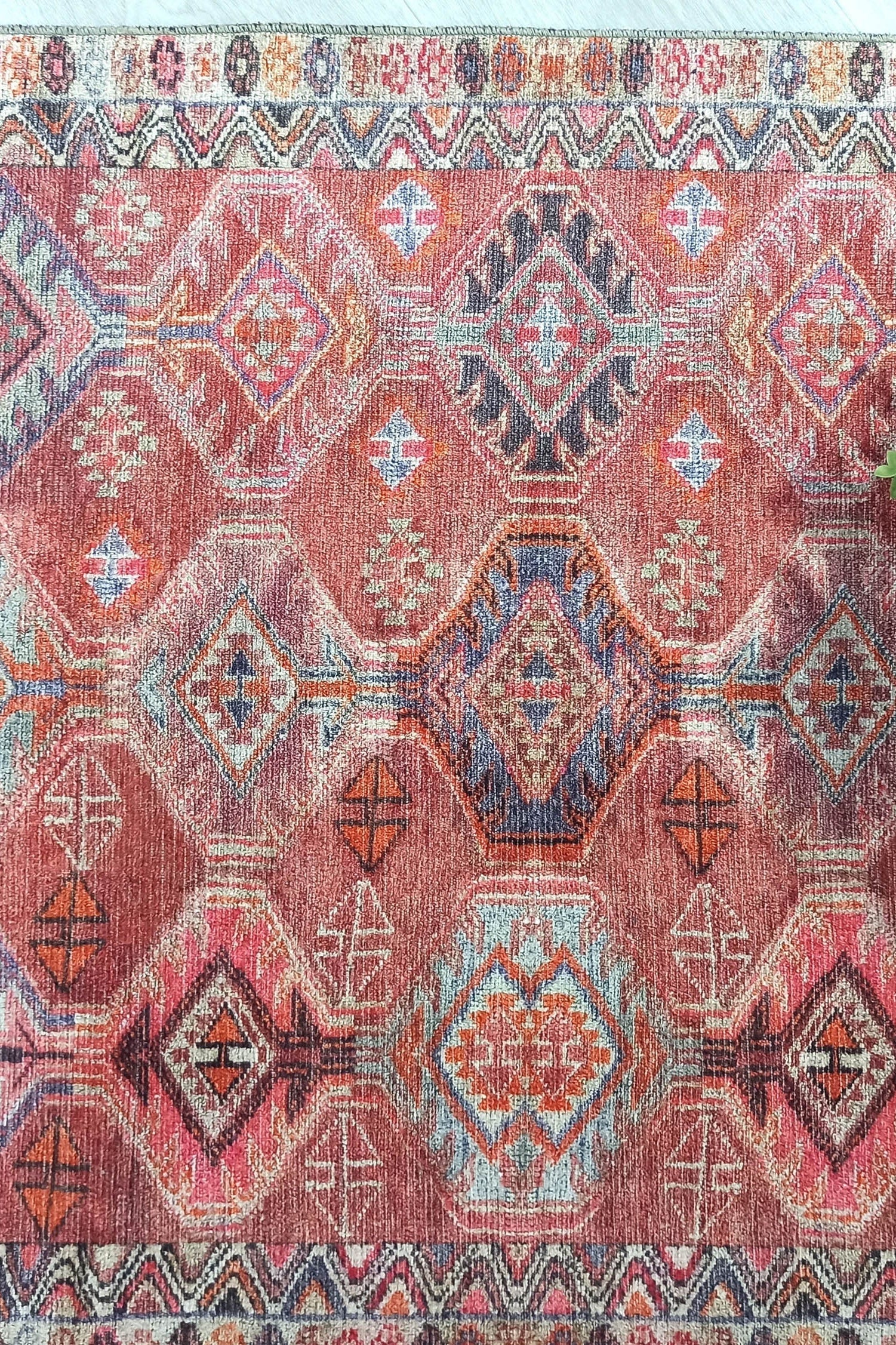 Kaki Rug Turkish Vintage Terracotta Red Orange Pink Rug