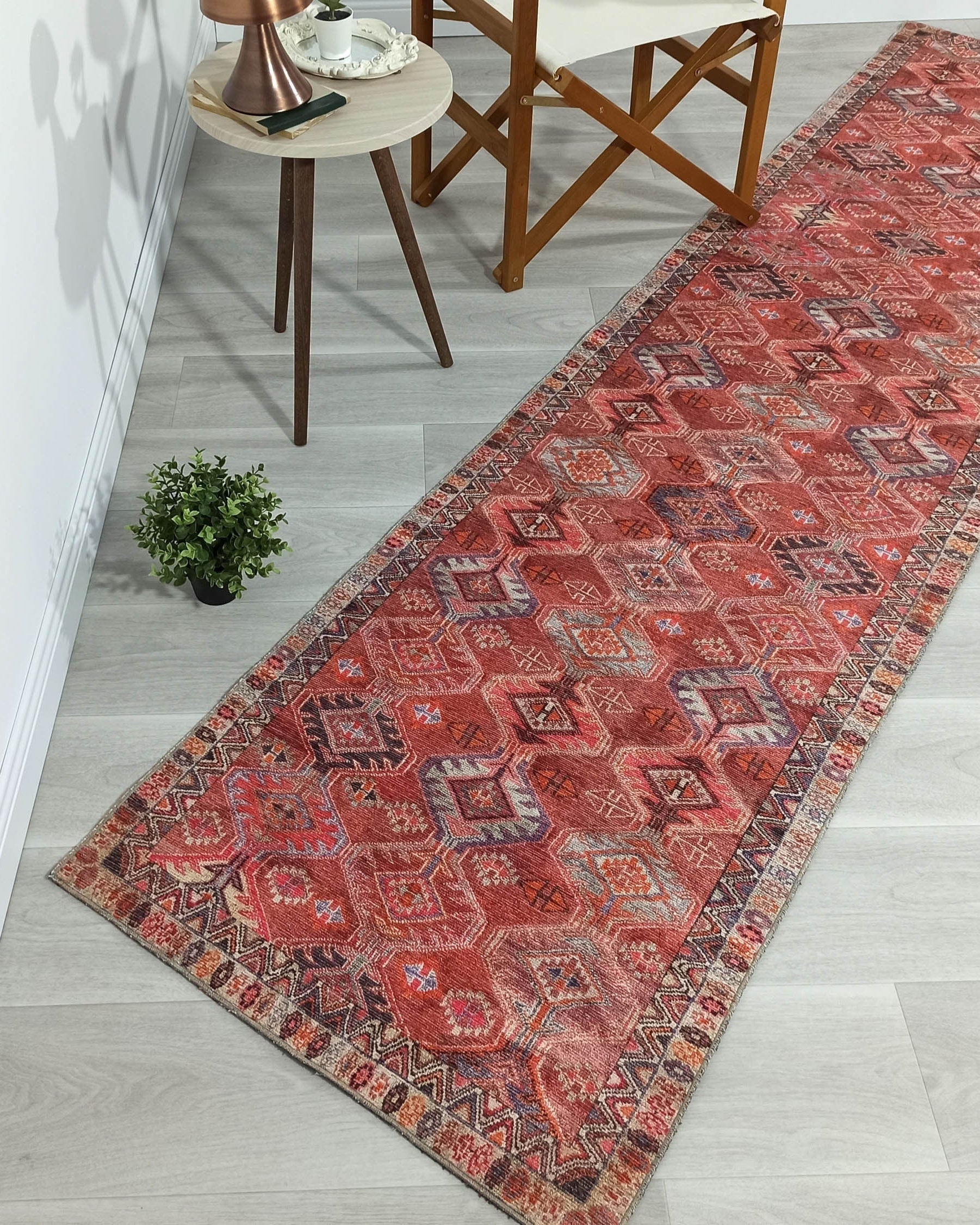 Kaki Rug Turkish Vintage Terracotta Red Orange Pink Rug