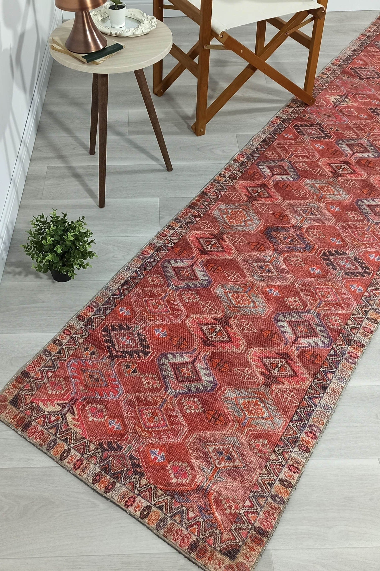 Kaki Rug Turkish Vintage Terracotta Red Orange Pink Rug