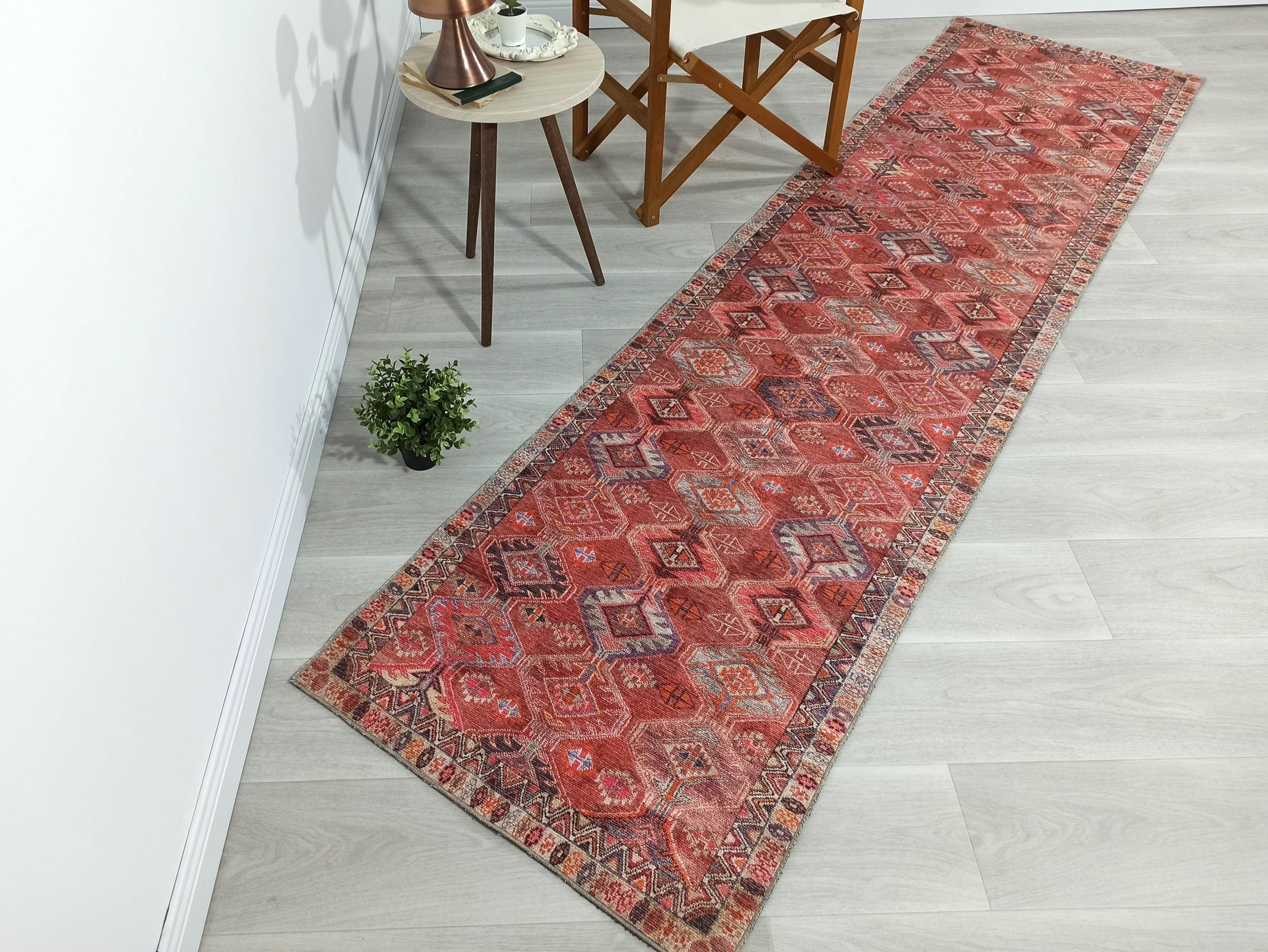 Kaki Rug Turkish Vintage Terracotta Red Orange Pink Rug