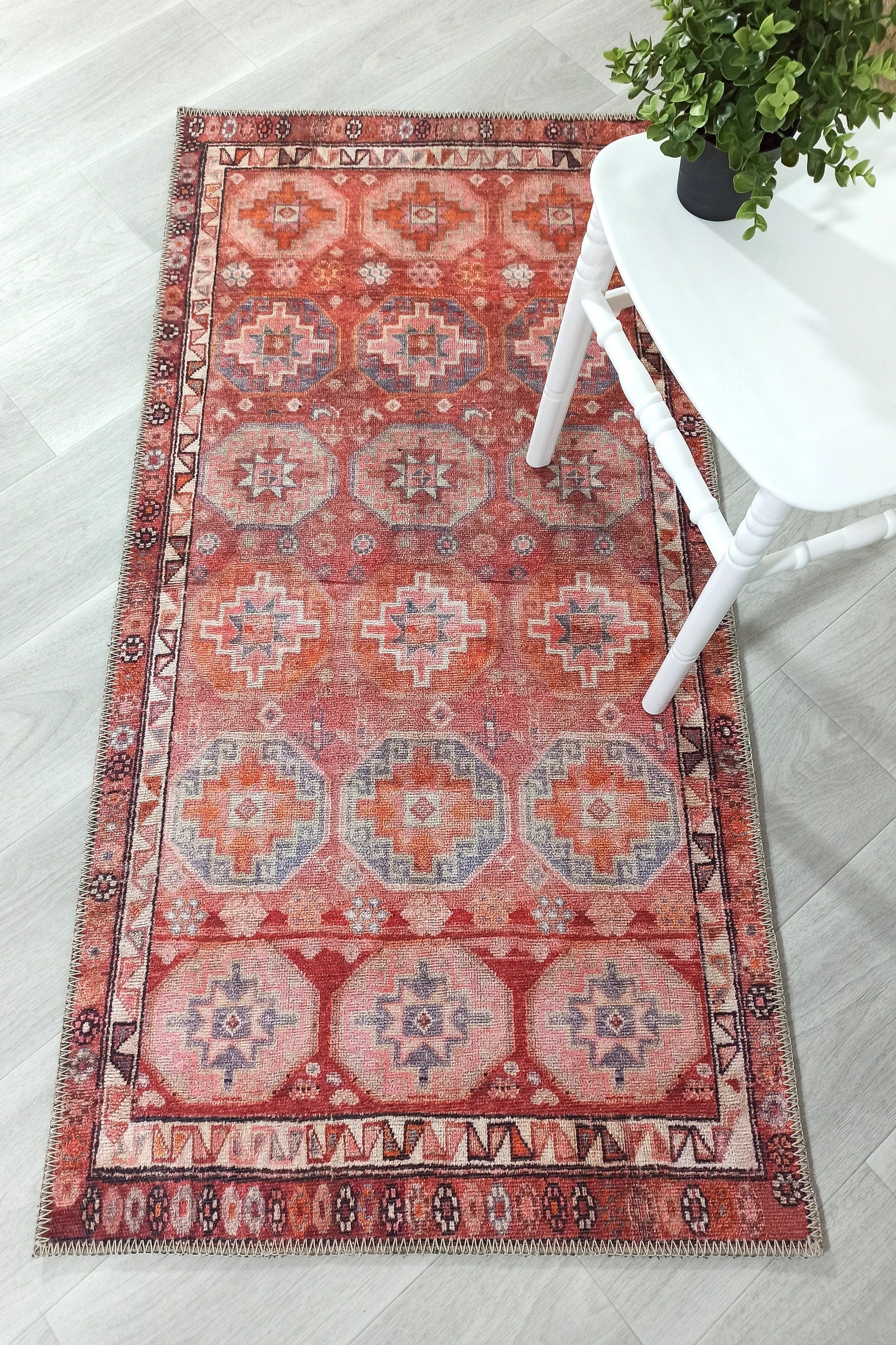 Osa Rug Turkish Coral Red Pink Rug